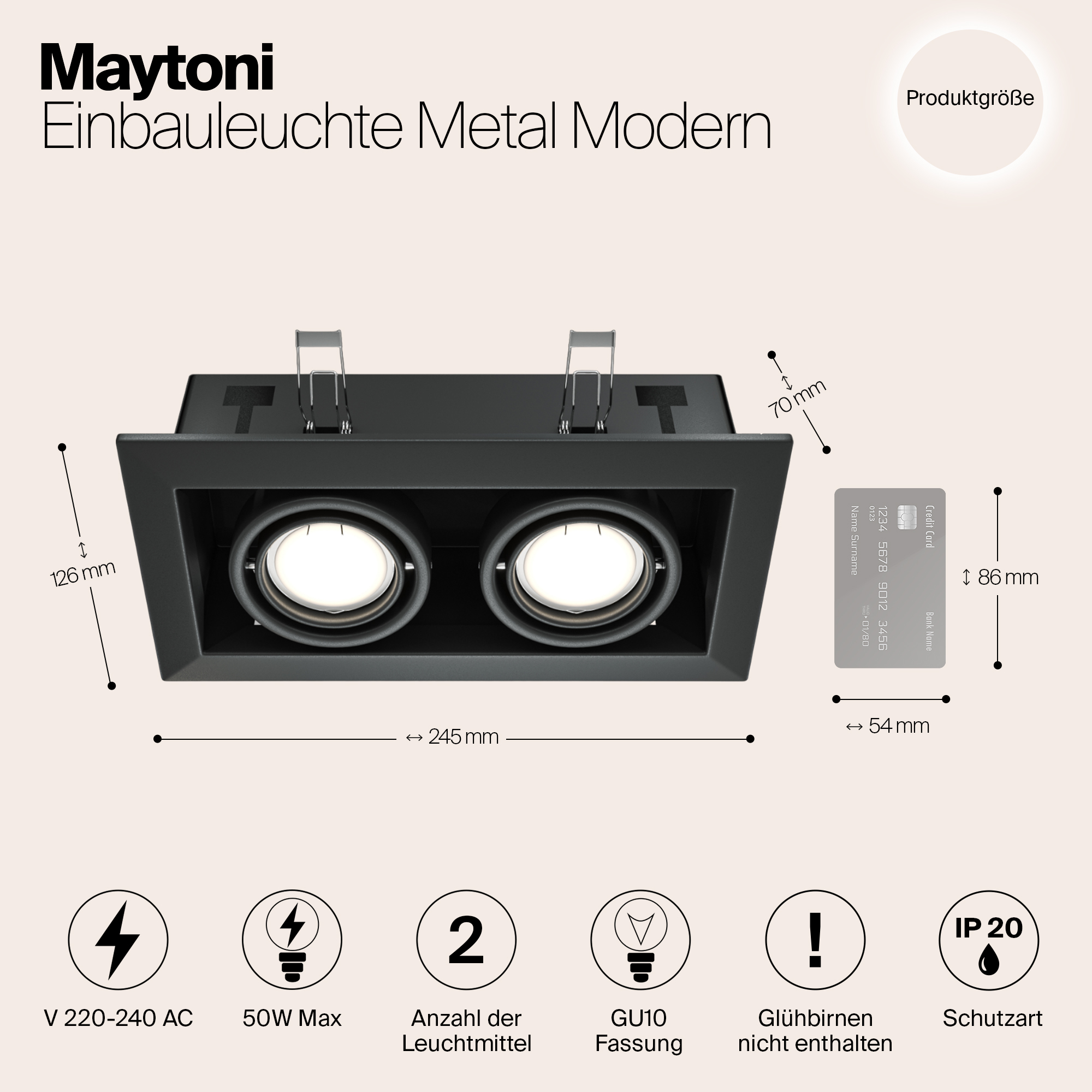Картинка Встраиваемый светильник Maytoni Metal DL008-2-02-B