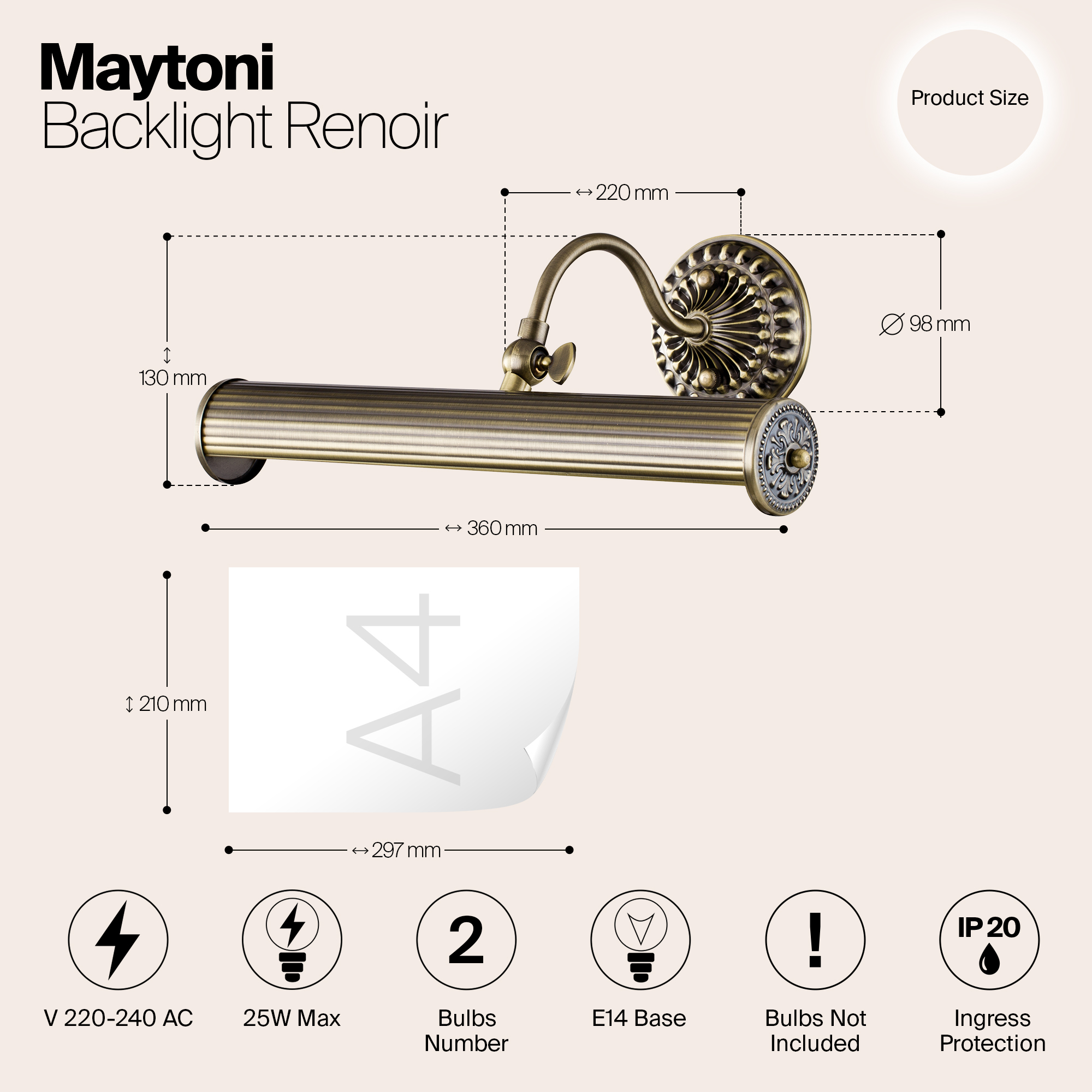 Картинка Подсветка для картин Maytoni Renoir PIC118-22-R