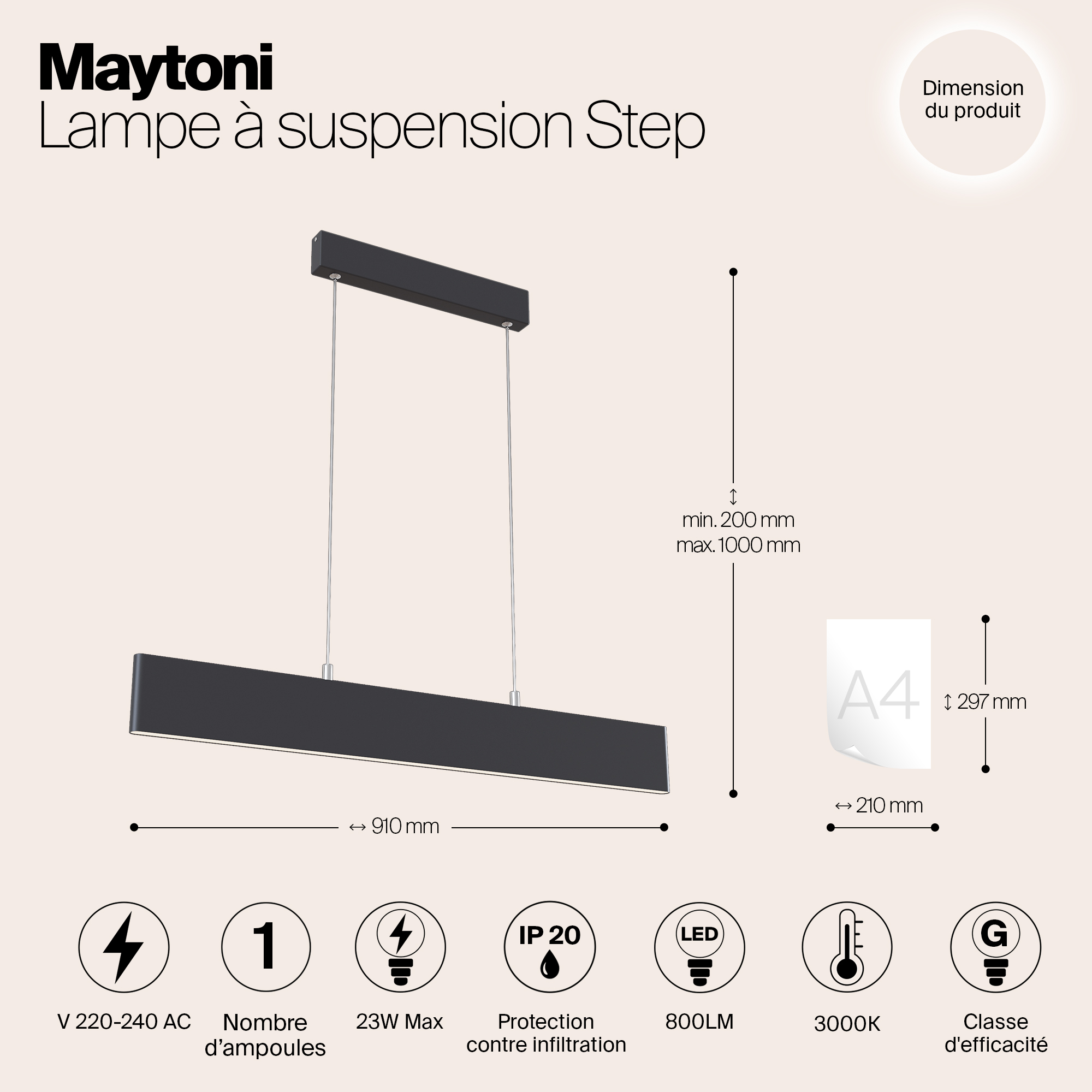 Картинка Подвесной светодиодный светильник Maytoni Step P010PL-L23B