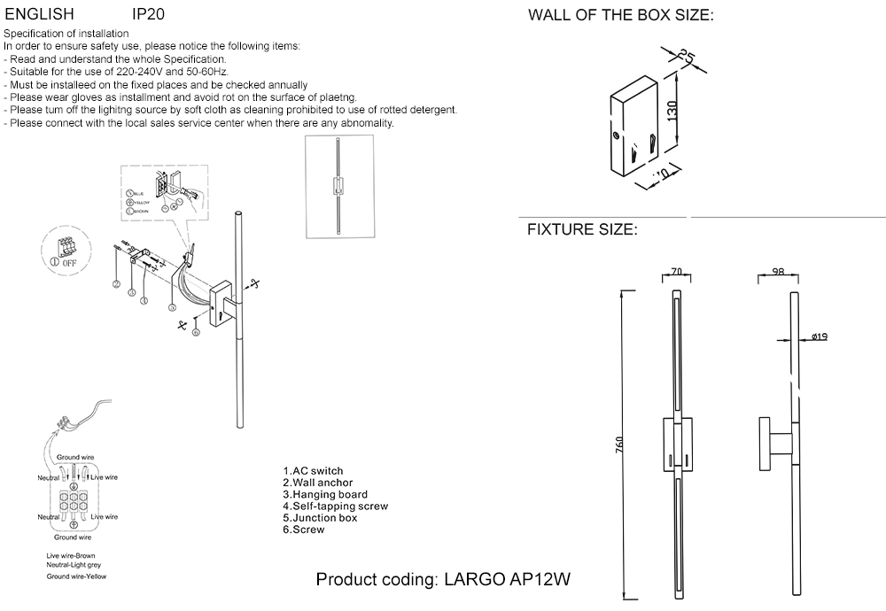 Картинка Бра Crystal Lux LARGO AP12W BLACK Crystal Lux 0780/412