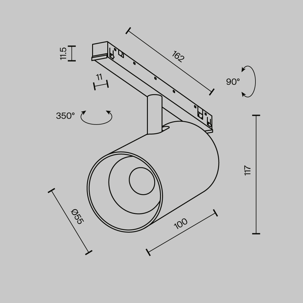 Картинка Трековый светильник Technical TR243-4-12WTW-DSZ-B