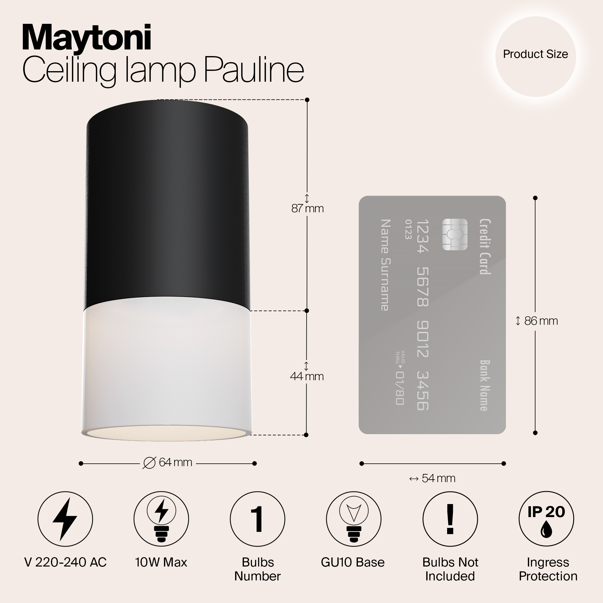 Картинка Потолочный светильник Maytoni Pauline C007CW-01B