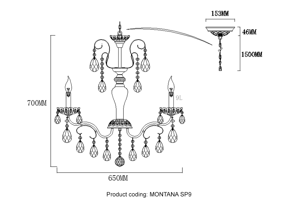 Картинка Люстра Crystal Lux MONTANA SP9 Crystal Lux 2510/309