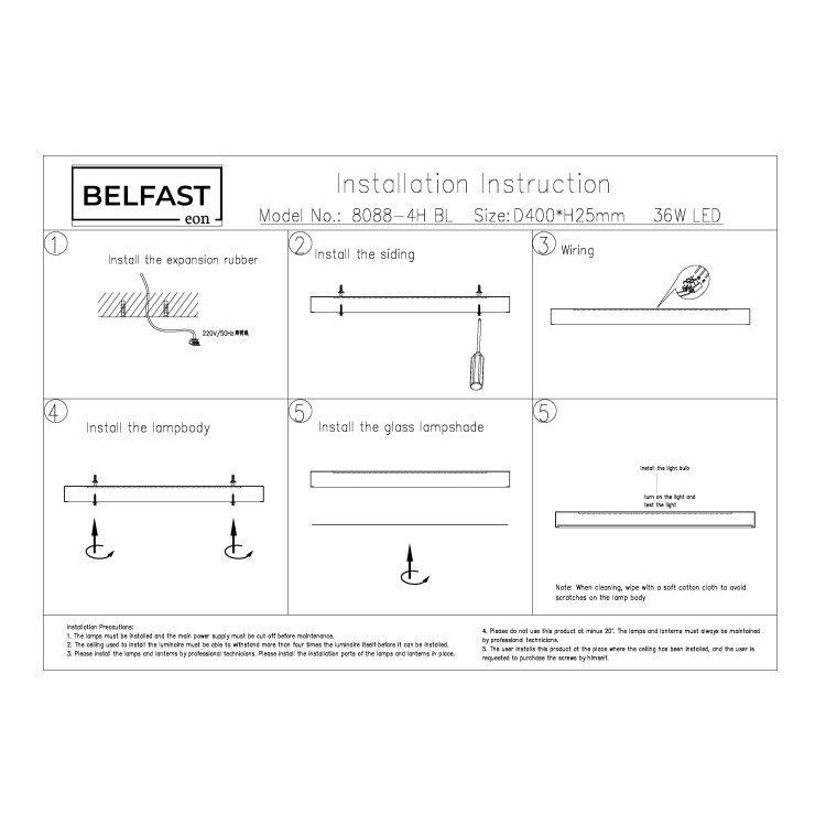 Картинка Потолочный светильник Belfast Glenmore 8088-4H BL