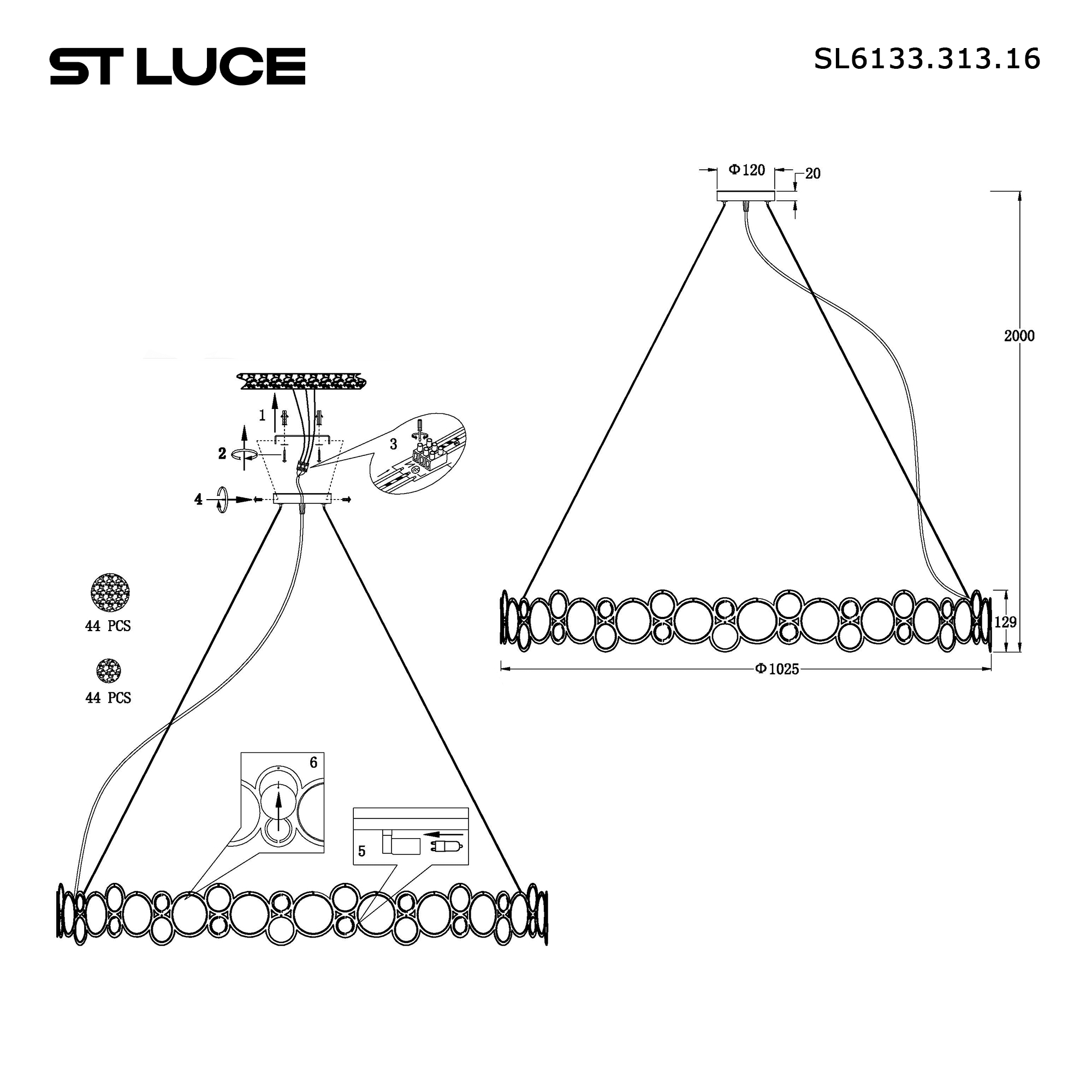 Картинка SL6133.313.16 Светильник подвесной ST-Luce SWATCH