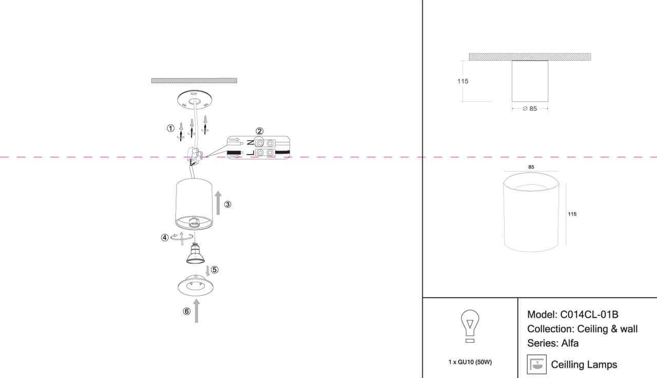 Картинка Потолочный светильник Maytoni Alfa C014CL-01B