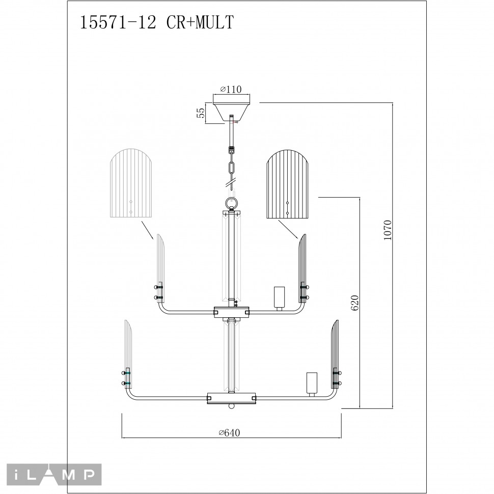Картинка Подвесная люстра iLamp Dolce 15571-12 CR+MULT