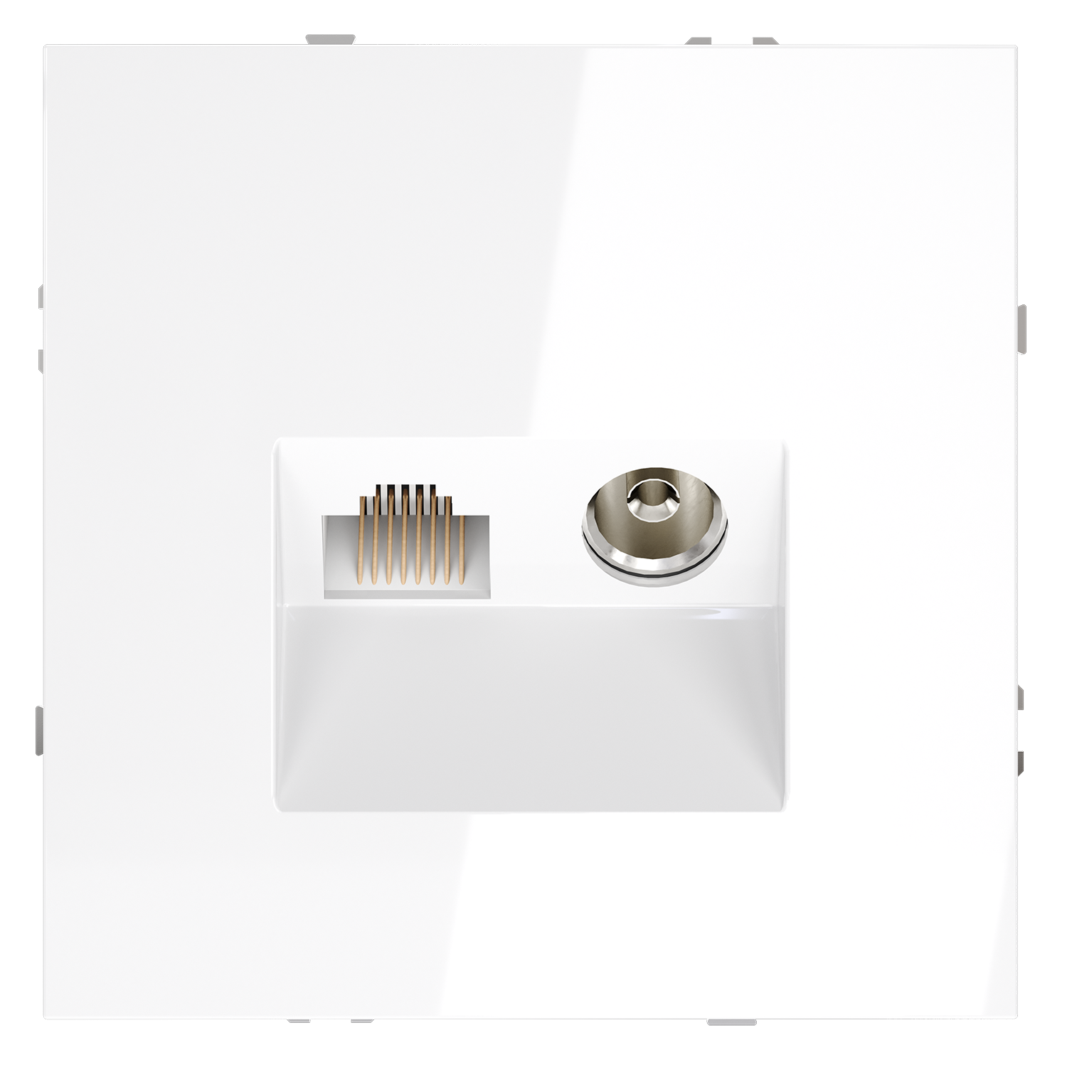 Розетка телевизионная встраиваемая VOLTUM S70 TV+RJ45 кат. 6, (белый глянцевый) 