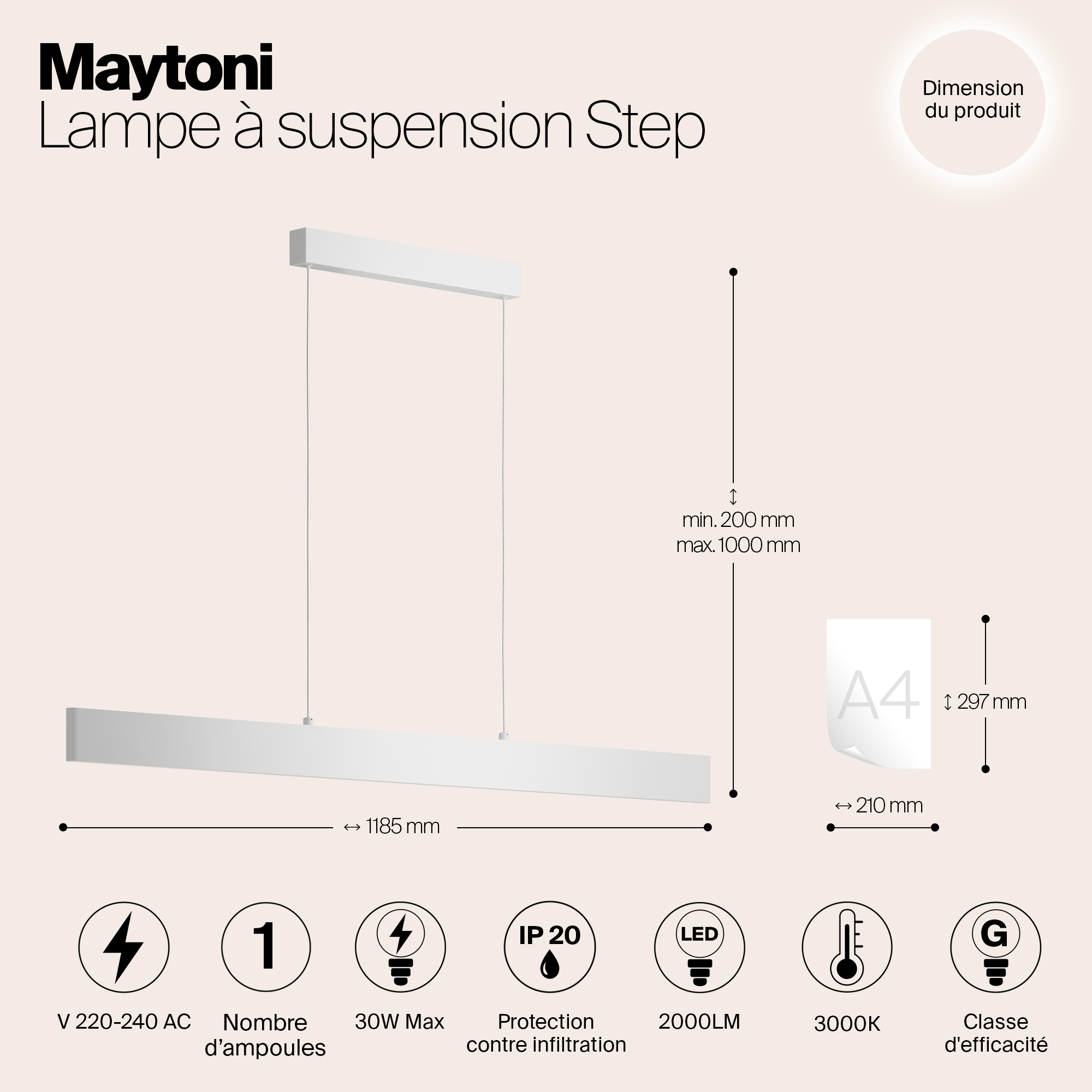 Картинка Подвесной светодиодный светильник Maytoni Step P010PL-L30W