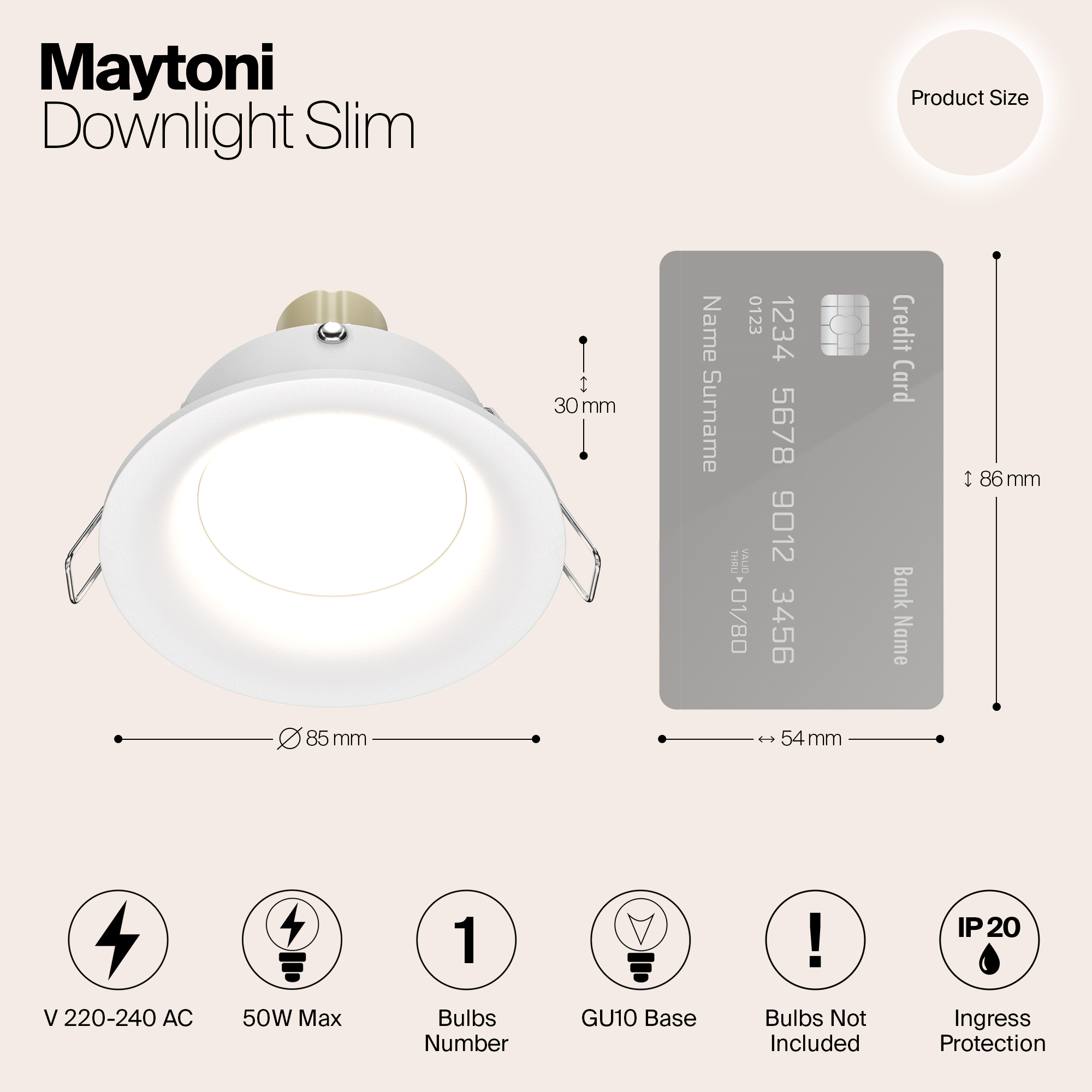 Картинка Встраиваемый светильник Maytoni Slim DL027-2-01W
