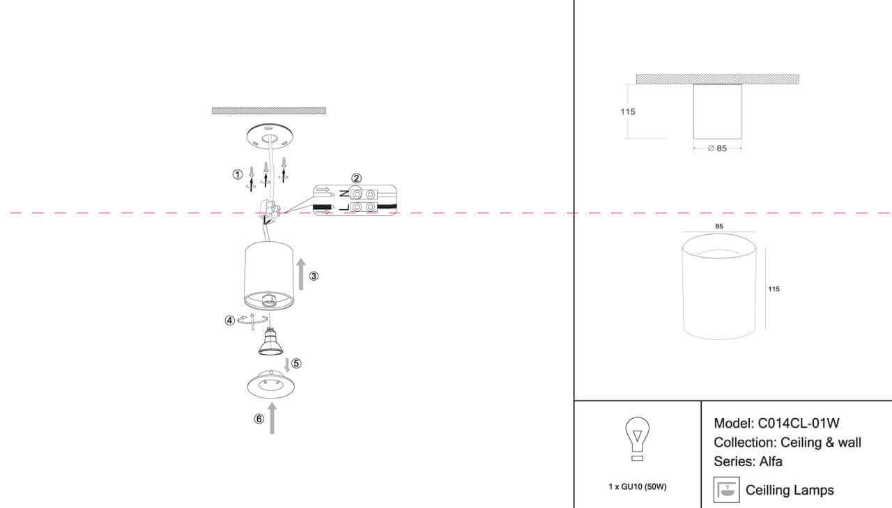 Картинка Потолочный светильник Maytoni Alfa C014CL-01W