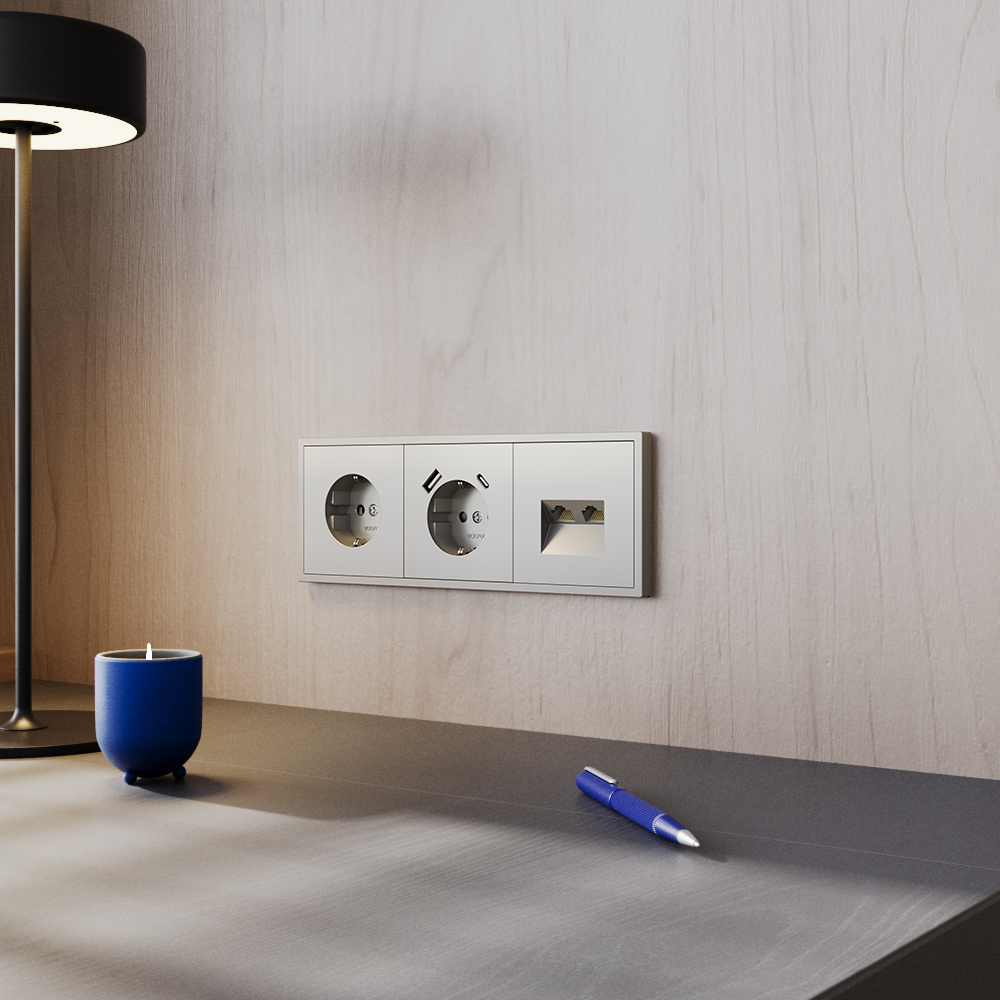 Картинка Розетка встраиваемая VOLTUM S70 с заземлением 16А, (шелк) VLS040104