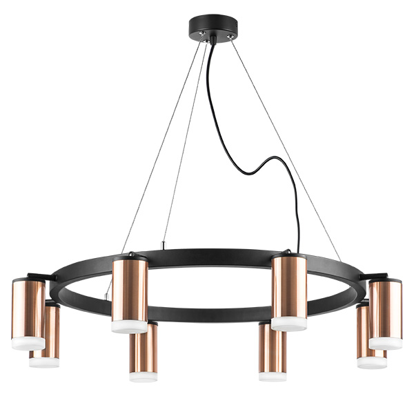 lr0183080 подвесной светильник rullo 8х50w gu10 черный/медь (571018+214430-8+202430-8), доставка по Казахстану 