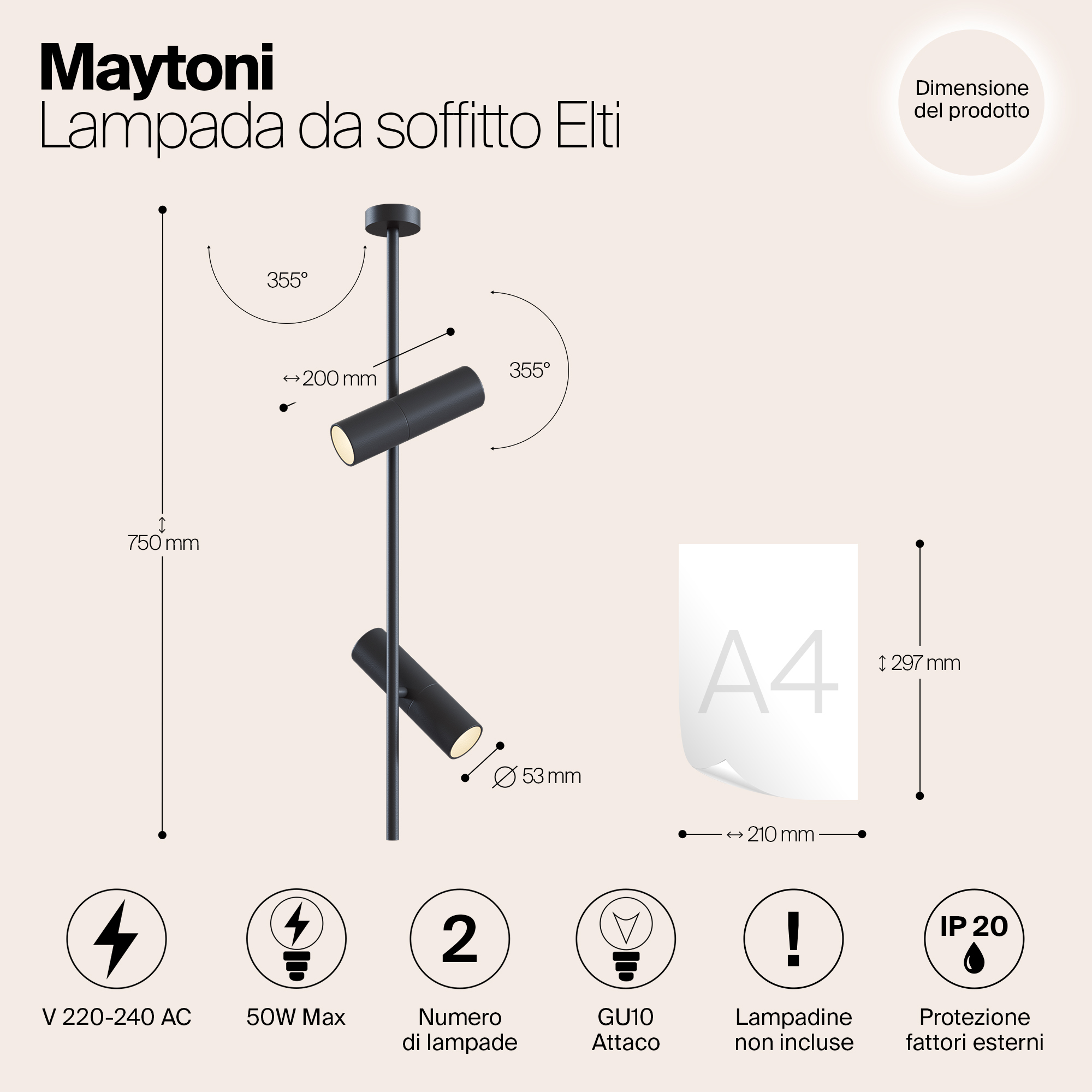 Картинка Подвесной светильник Maytoni Elti C021CL-02B