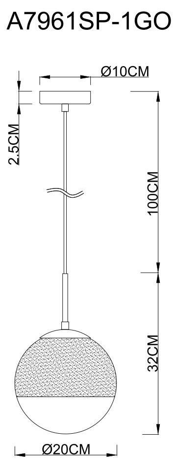 Картинка Подвесной светильник Arte Lamp Jupiter Gold A7961SP-1GO