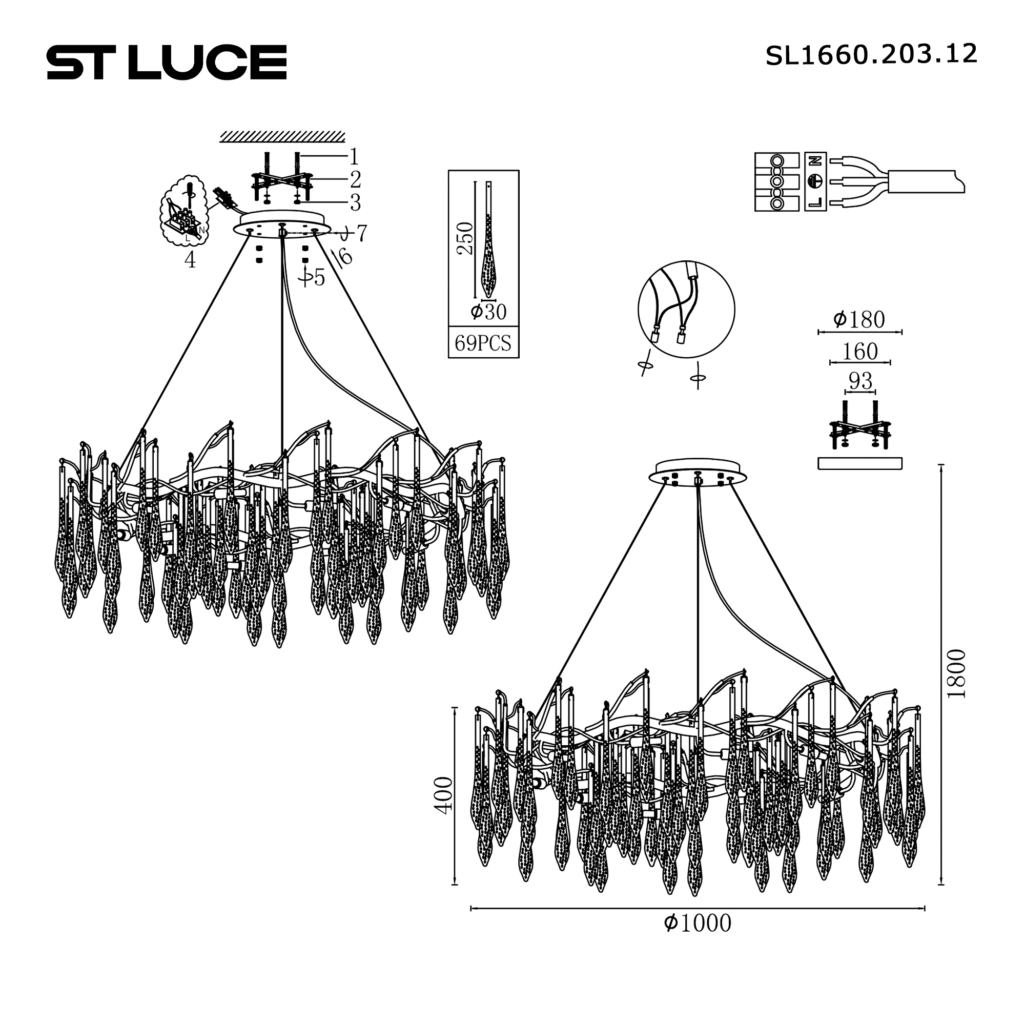 Картинка SL1660.203.12 Светильник подвесной ST-Luce 