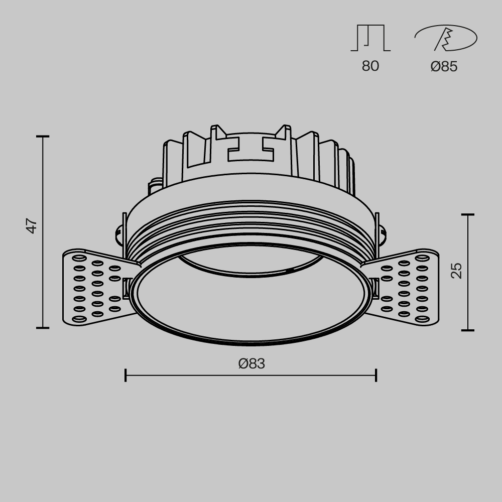 Картинка Встраиваемый светильник Technical DL055-8W3-4-6K-TRS-B
