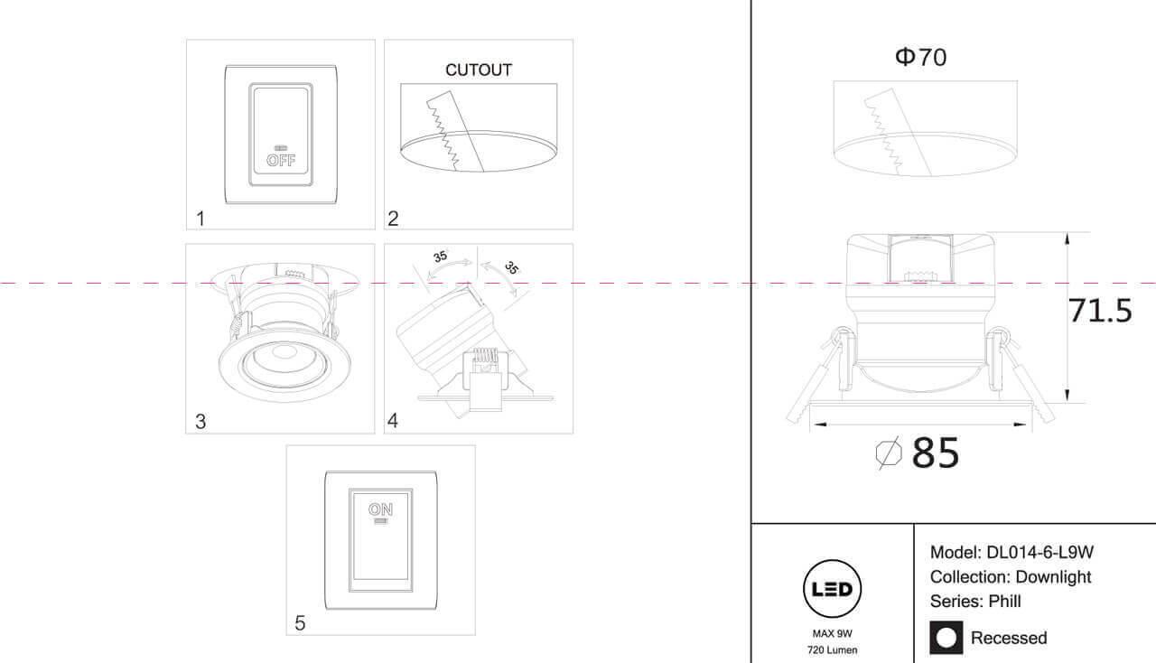 Картинка Встраиваемый светодиодный светильник Maytoni Phill DL014-6-L9W