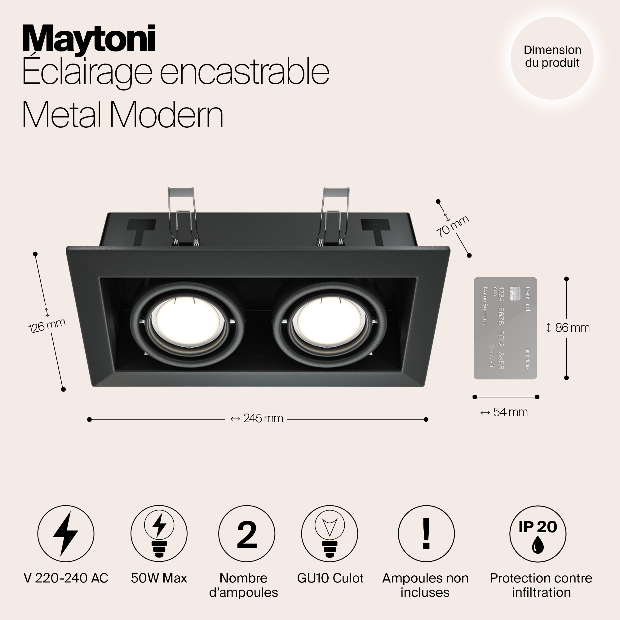 Картинка Встраиваемый светильник Maytoni Metal DL008-2-02-B