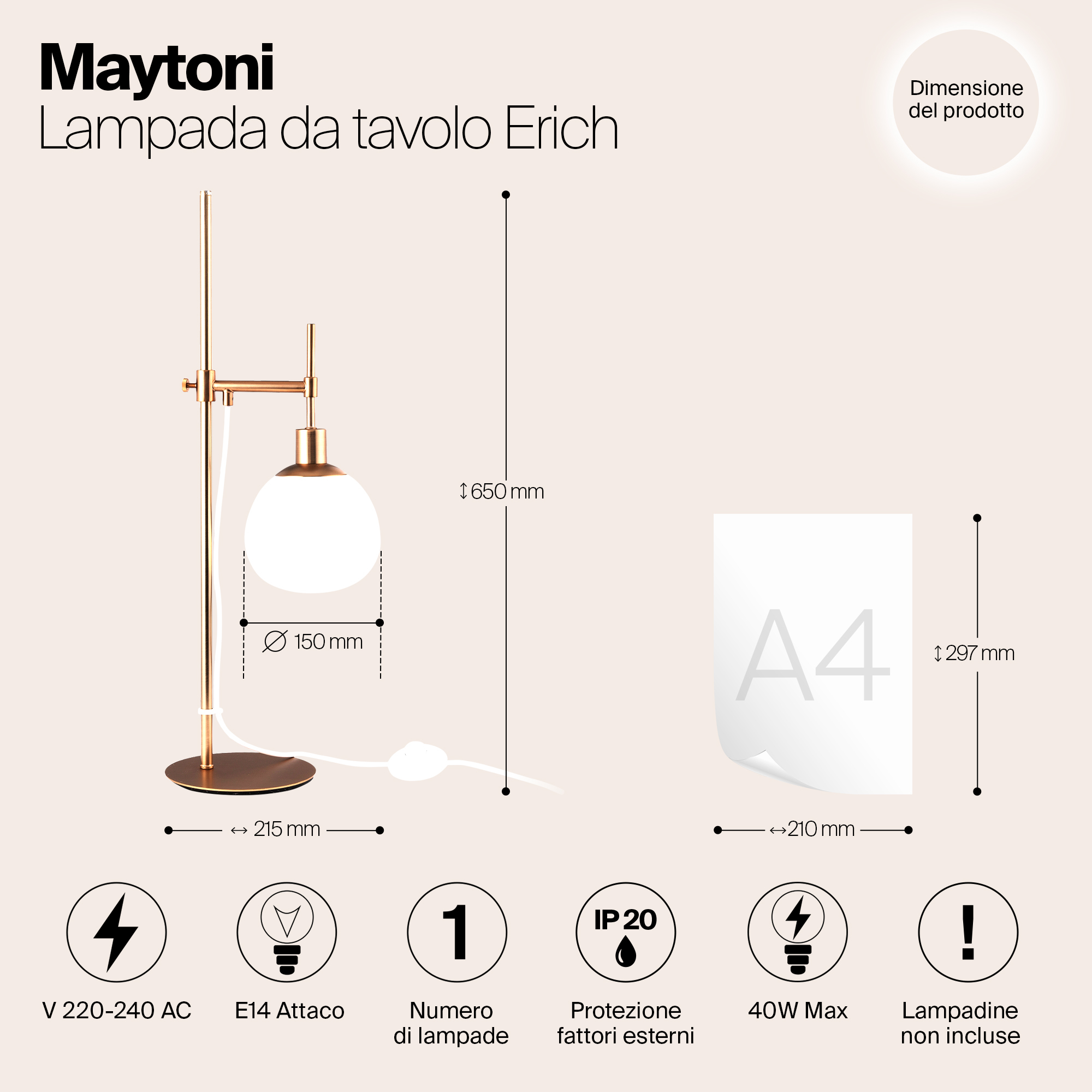 Картинка Настольная лампа Maytoni Erich MOD221-TL-01-G