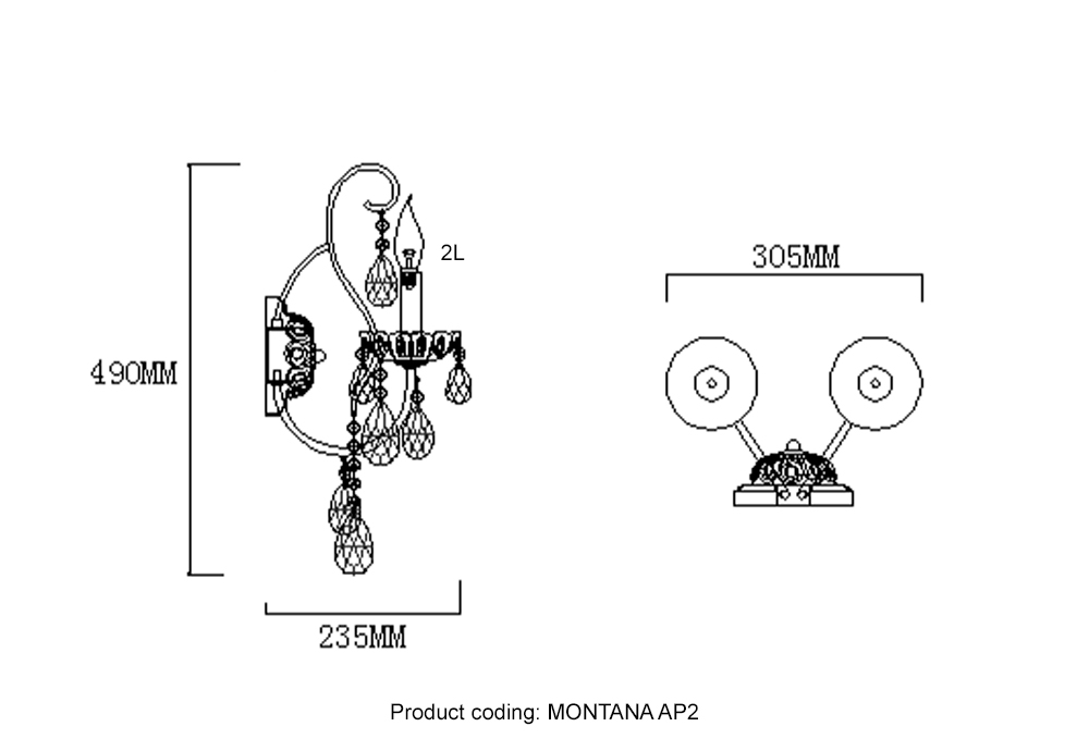 Картинка Бра Crystal Lux MONTANA AP2 Crystal Lux 2510/402