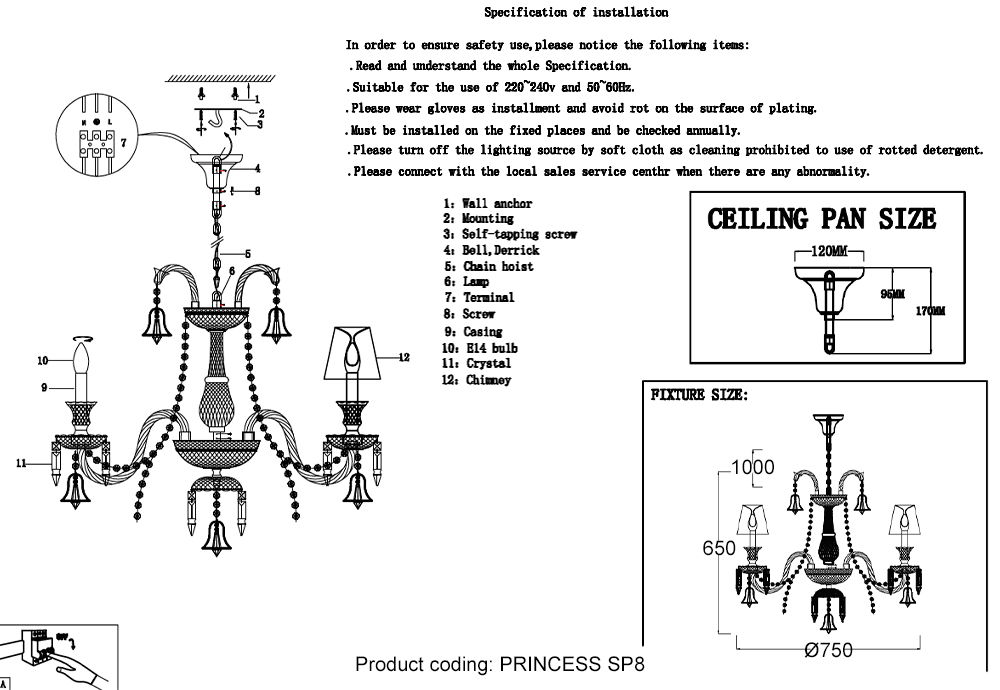 Картинка Люстра Crystal Lux PRINCESS SP8 Crystal Lux 2760/308