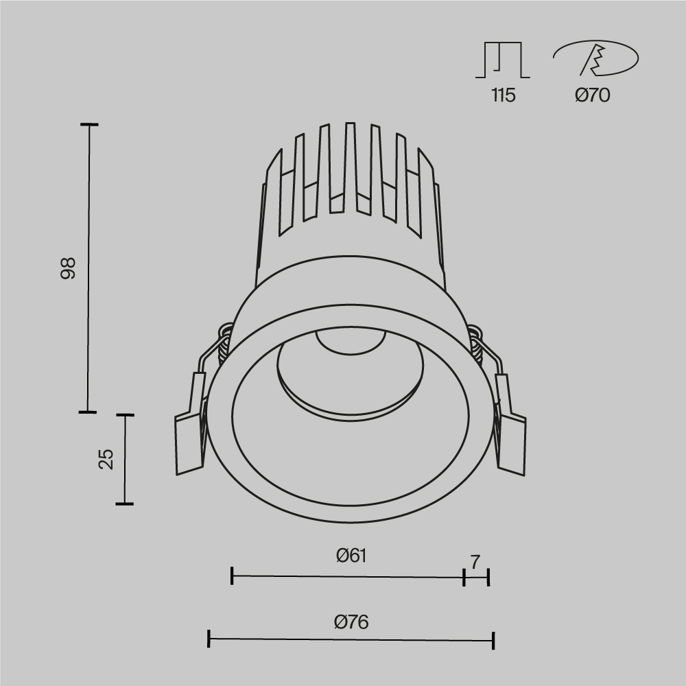 Картинка Встраиваемый светильник Technical DL117-15W-2.7K-W