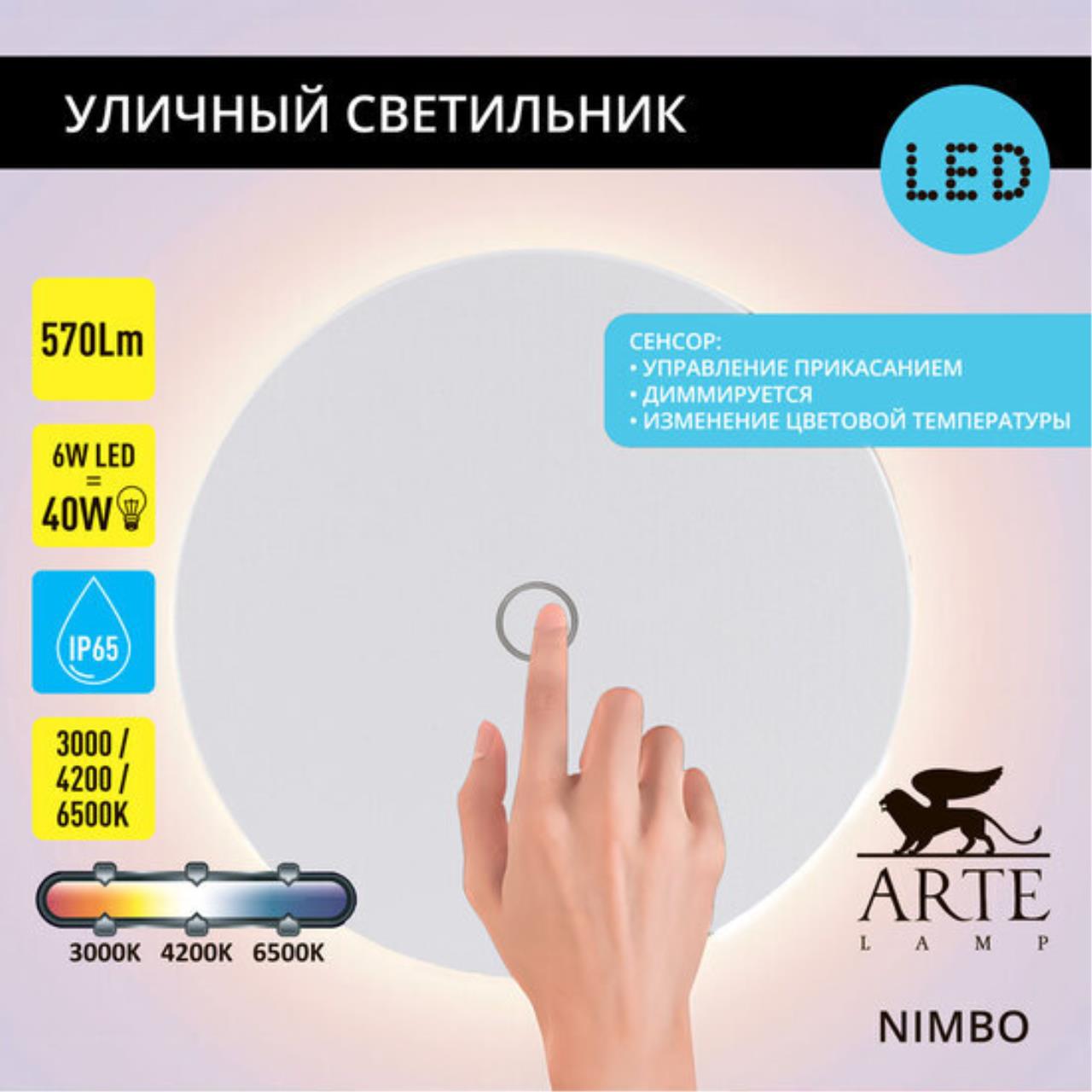 Картинка Настенный уличный светильник Arte Lamp NIMBO A4506AL-1WH