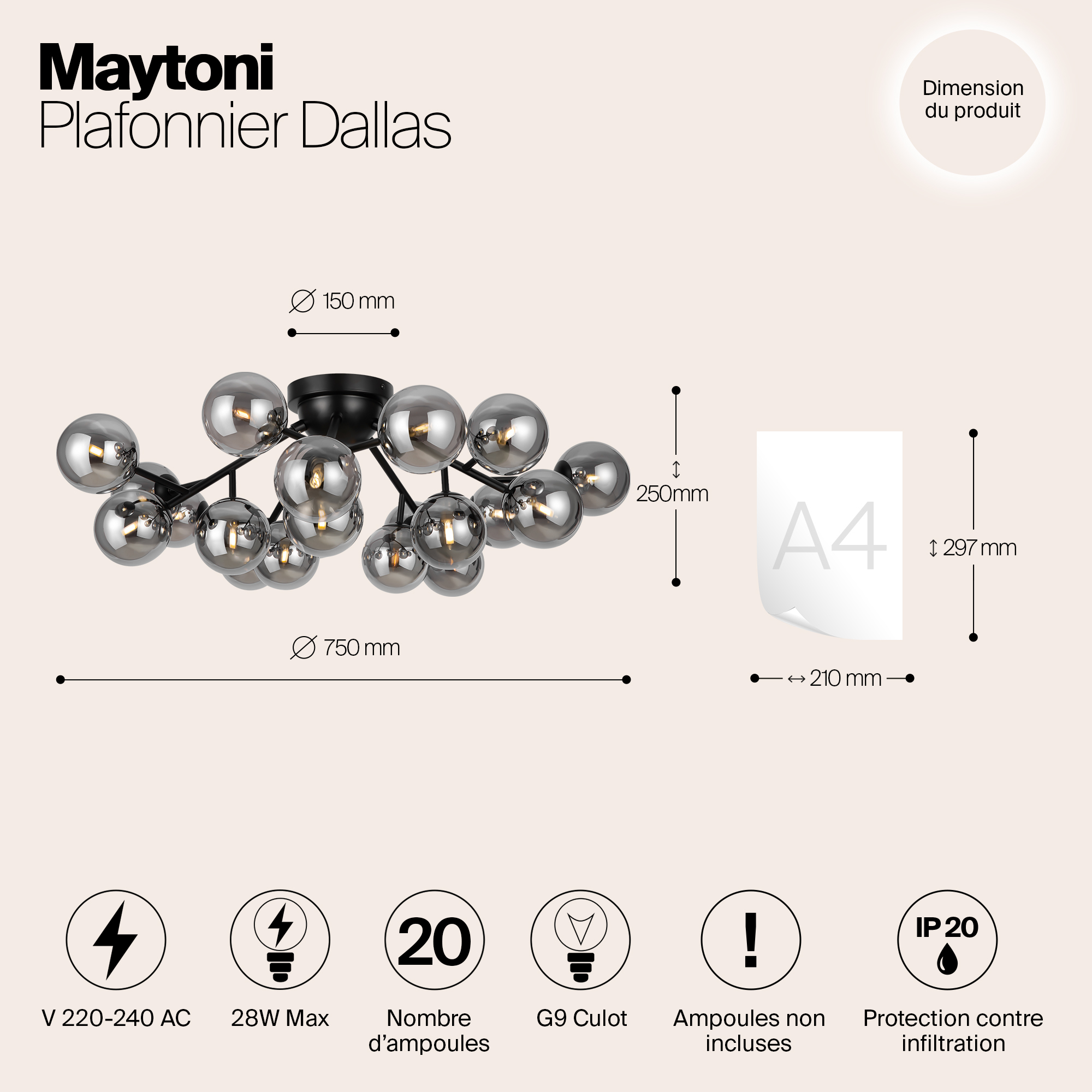 Картинка Потолочная люстра Maytoni MOD545CL-20B