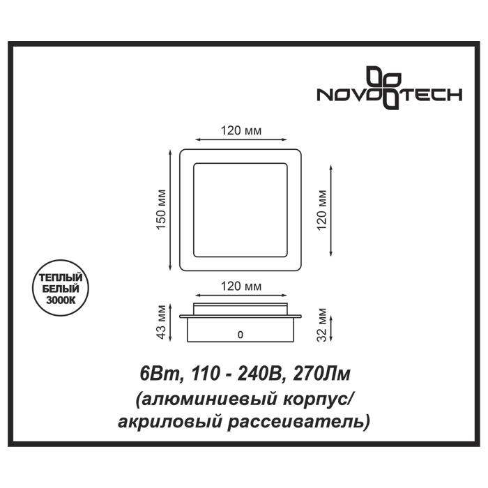 Картинка Настенный светодиодный светильник Novotech Over Smena 357858