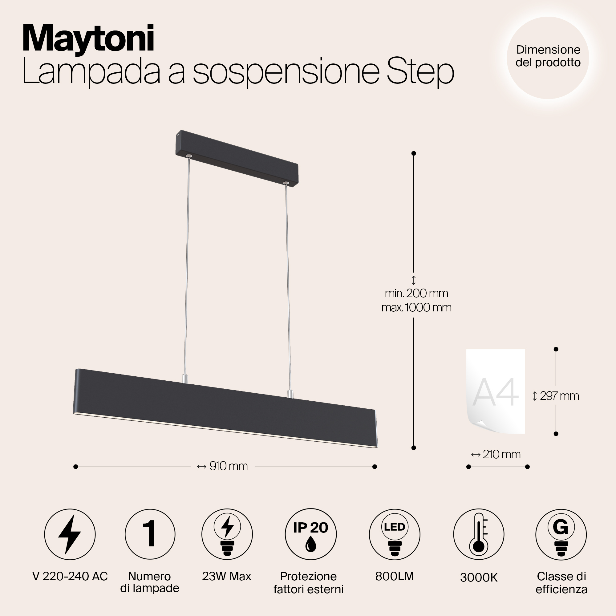 Картинка Подвесной светодиодный светильник Maytoni Step P010PL-L23B
