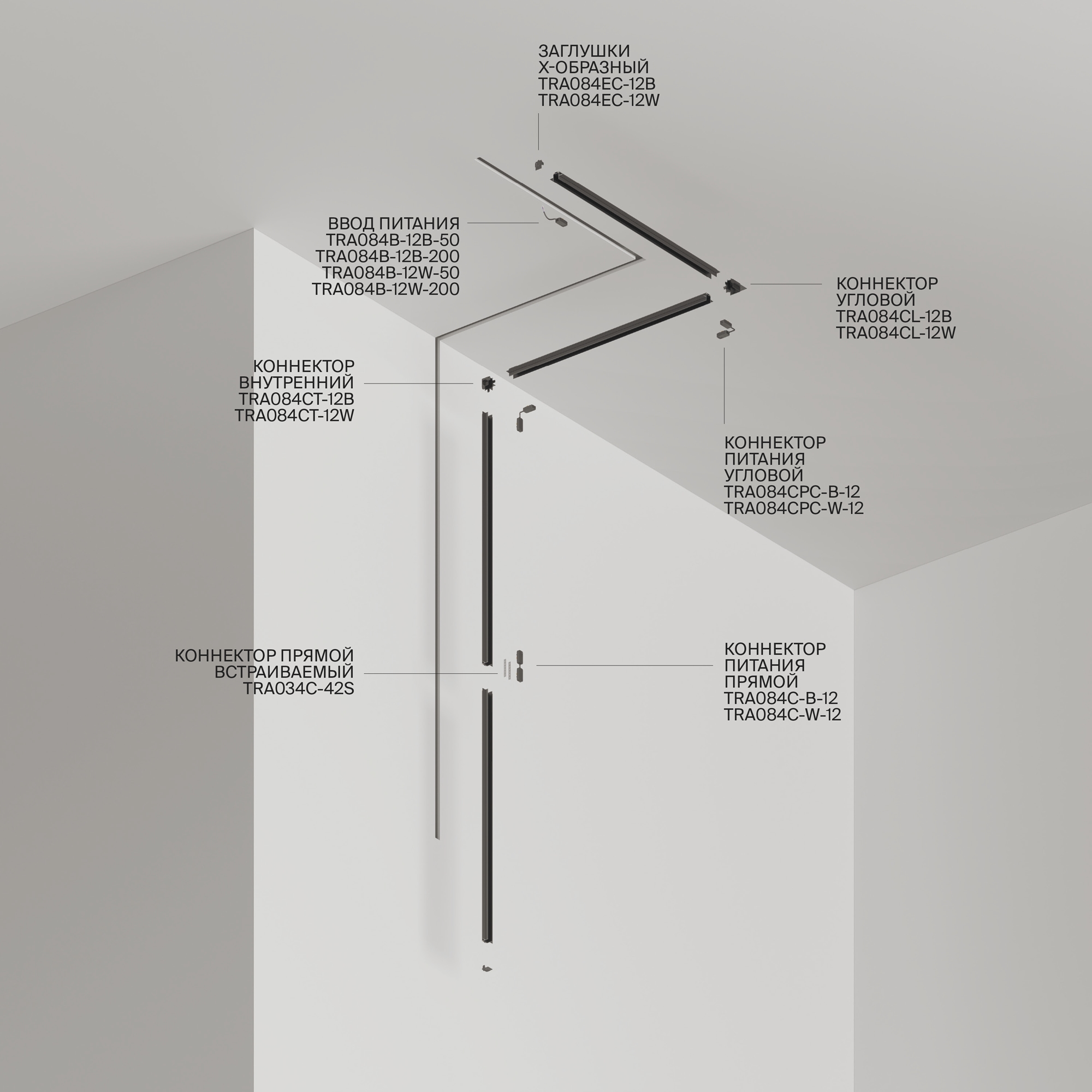 Картинка Шинопровод встраиваемый Technical TRA084MP-12B