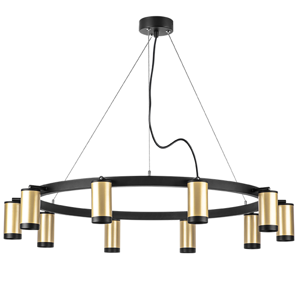 lr02040037 подвесной светильник rullo 10х50w gu10 черный/золото (571020+214440-10+203437-10), доставка по Казахстану 