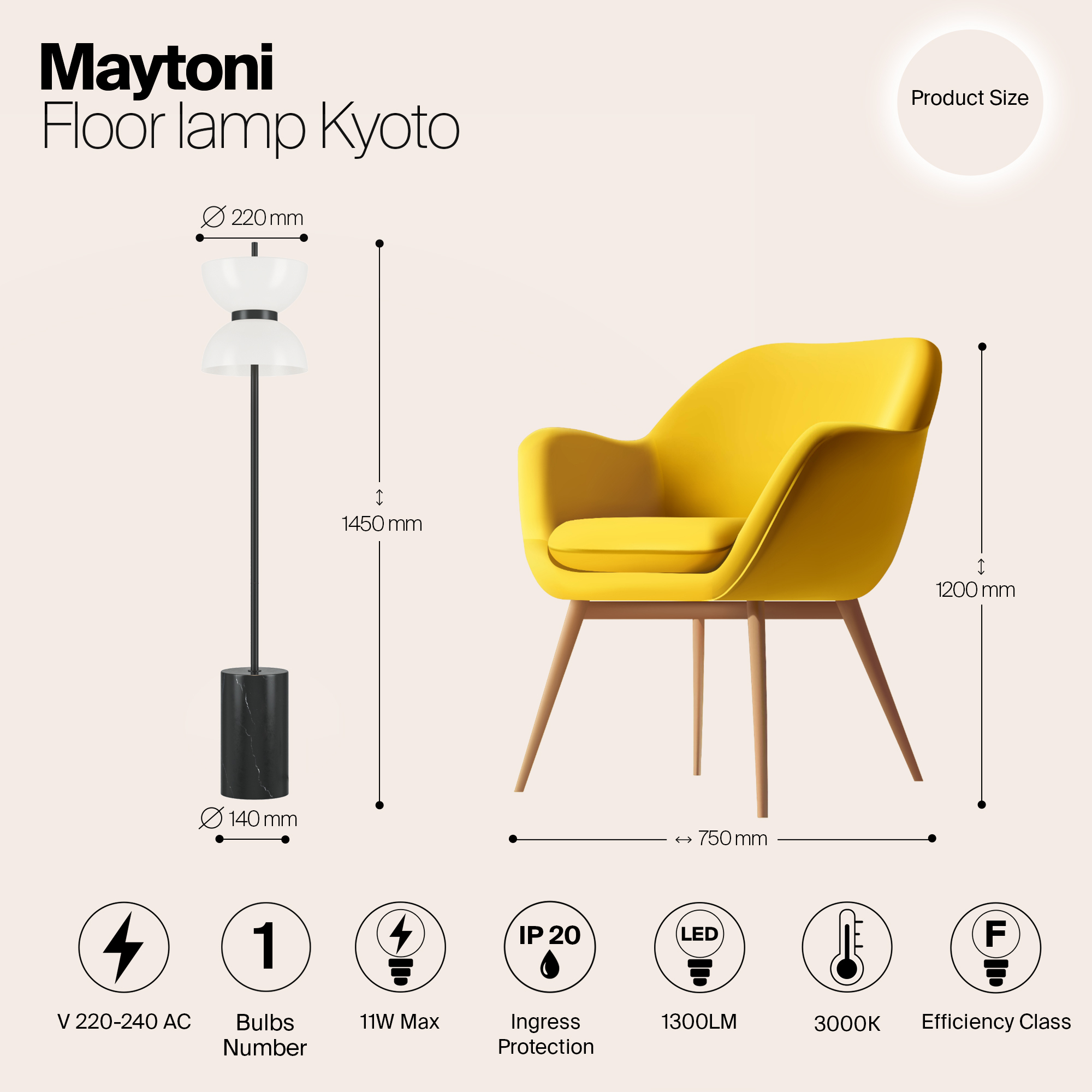 Картинка Напольный светильник (торшер) Maytoni MOD178FL-L11B3K