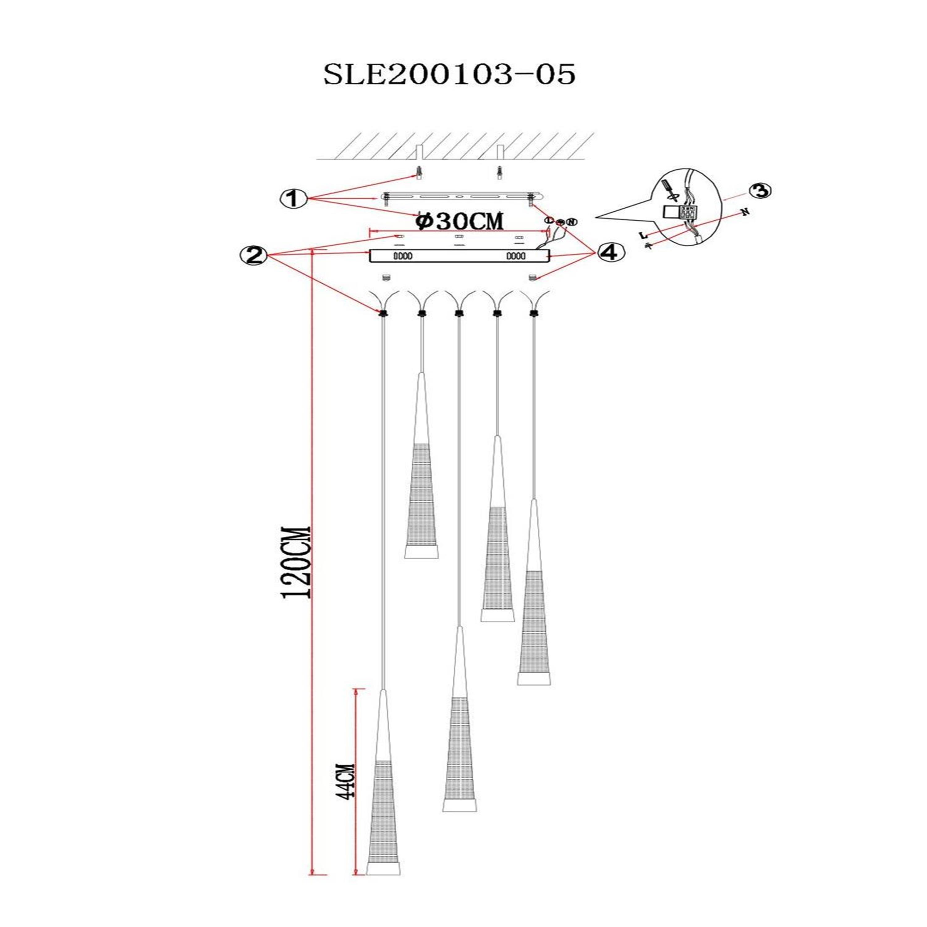 Картинка Подвесной светодиодный светильник Evoluce Orpelo SLE200103-05