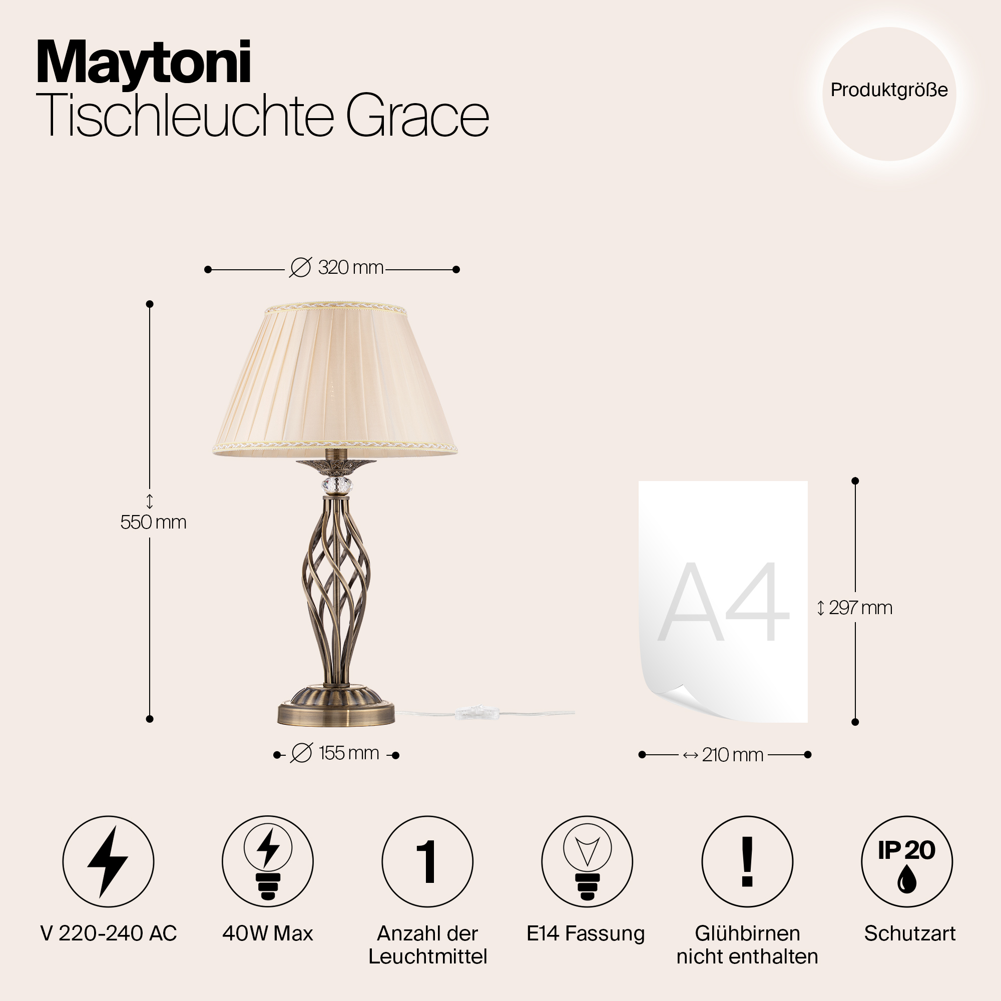 Картинка Настольная лампа Maytoni Grace RC247-TL-01-R