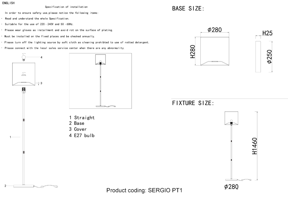 Картинка Торшер Crystal Lux SERGIO PT1 NICKEL Crystal Lux 2900/601