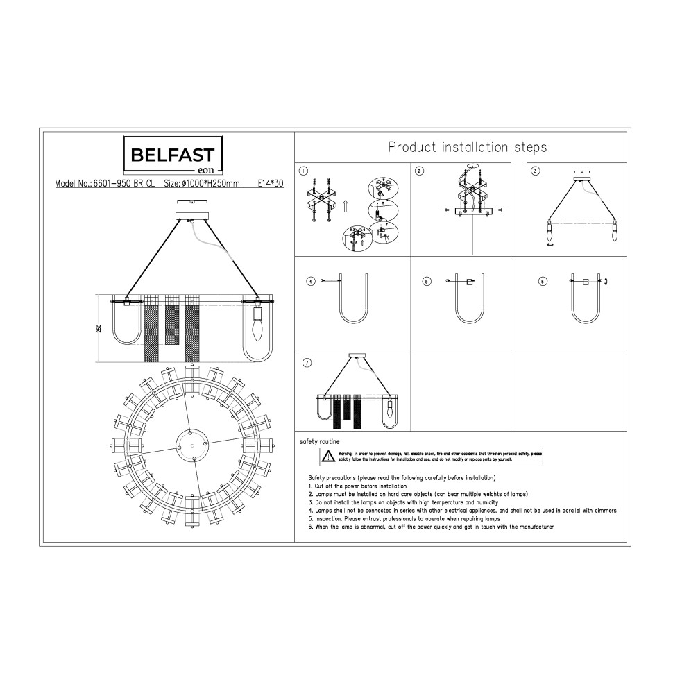 Картинка Подвесная люстра Belfast Severn 6601-950 BR CL