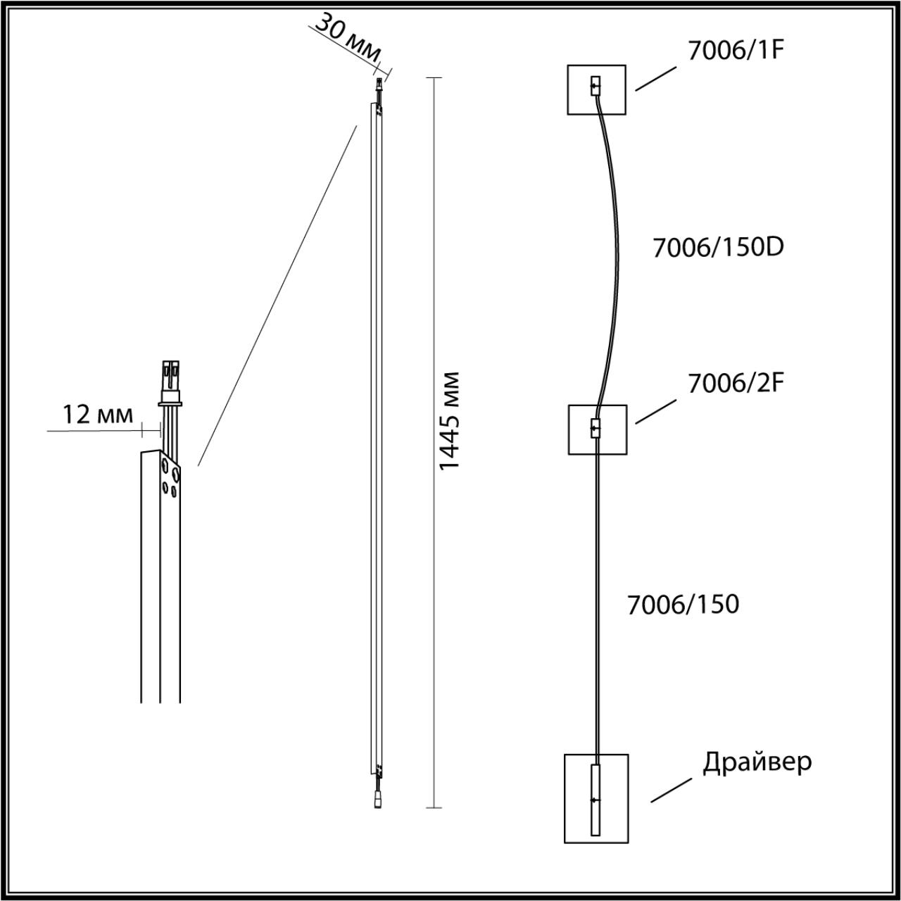Картинка 7006/150 Odeon Light Прямой элемент для инсталляции FINO