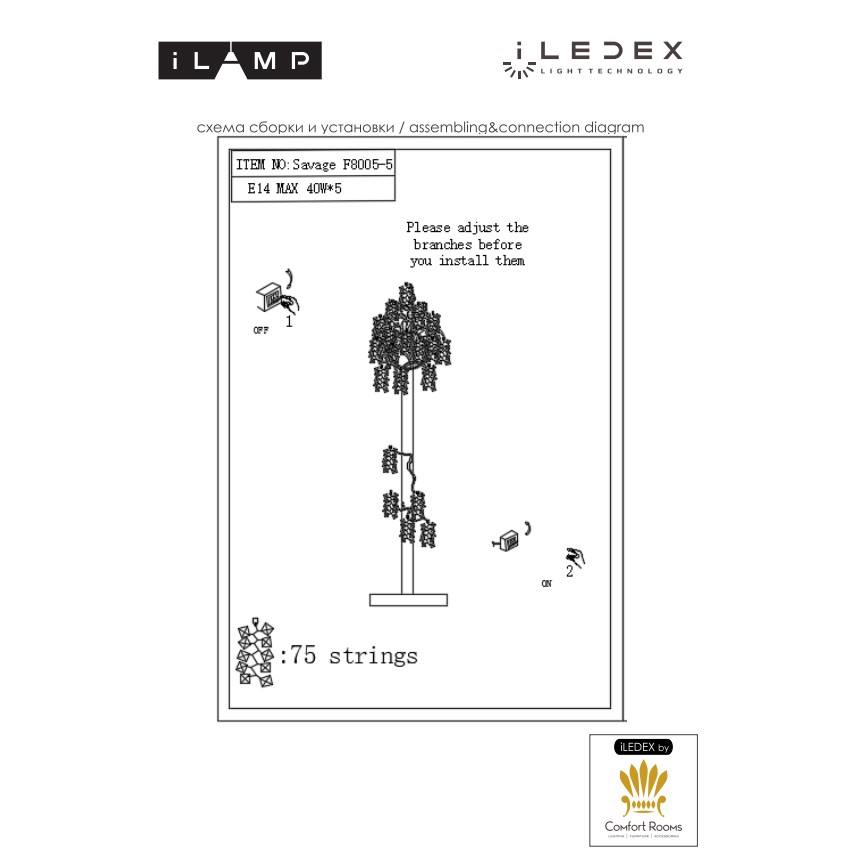 Картинка Светильник напольный iLAMP Savage F8005-5 GD