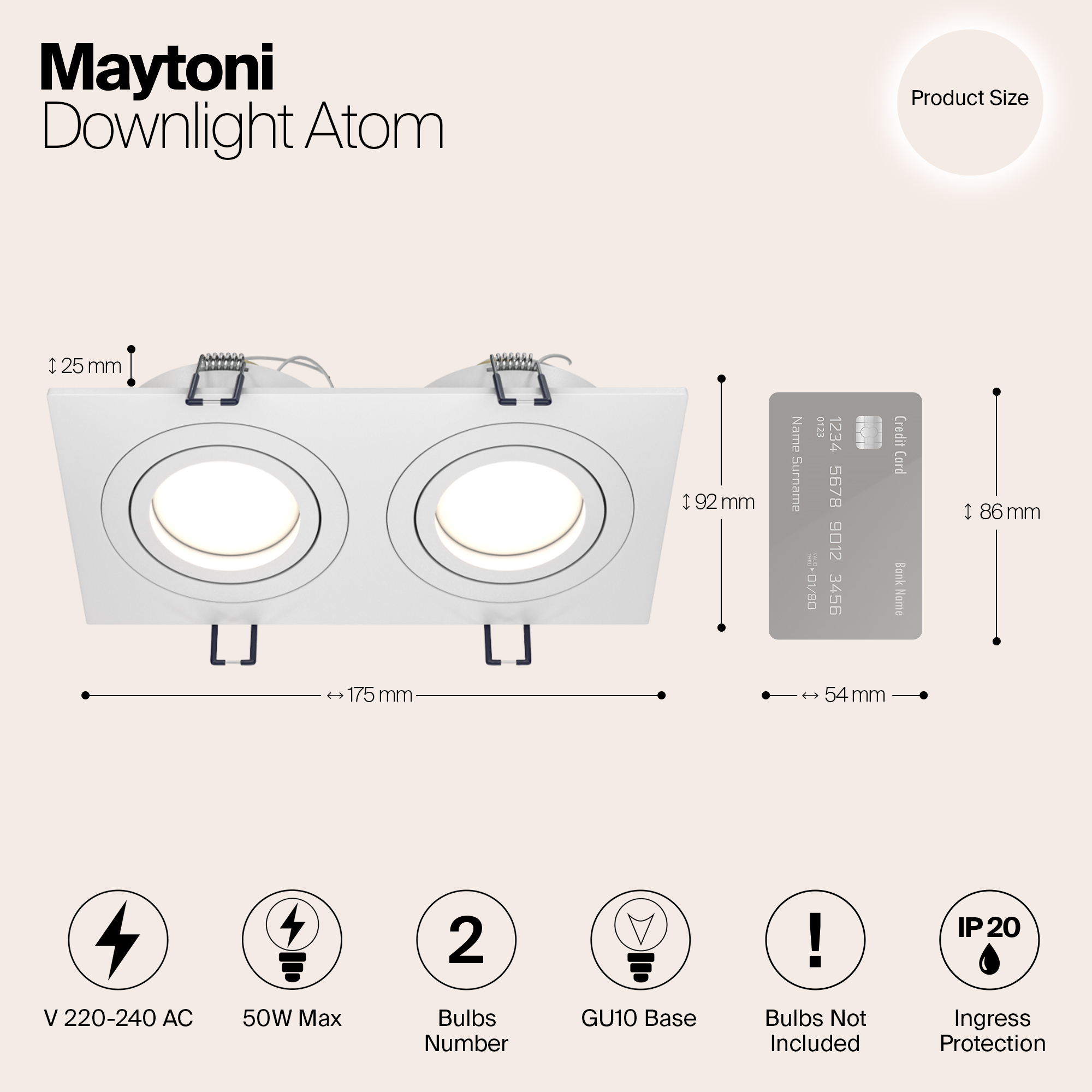 Картинка Встраиваемый светильник Maytoni Atom DL024-2-02W