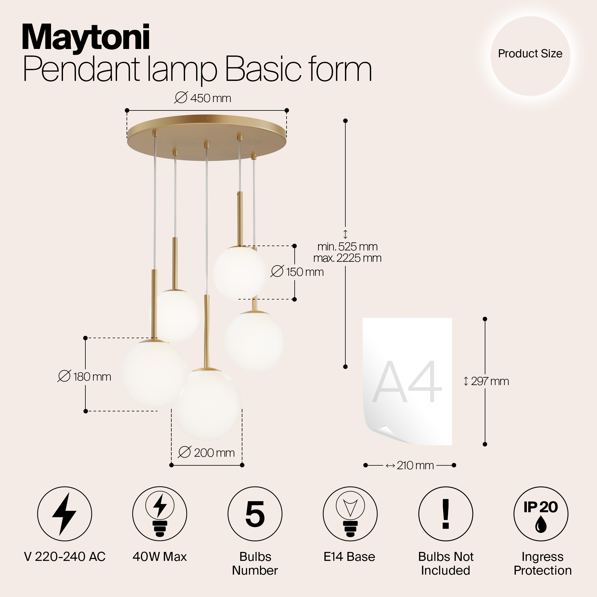 Картинка Люстра Maytoni MOD321PL-05G1