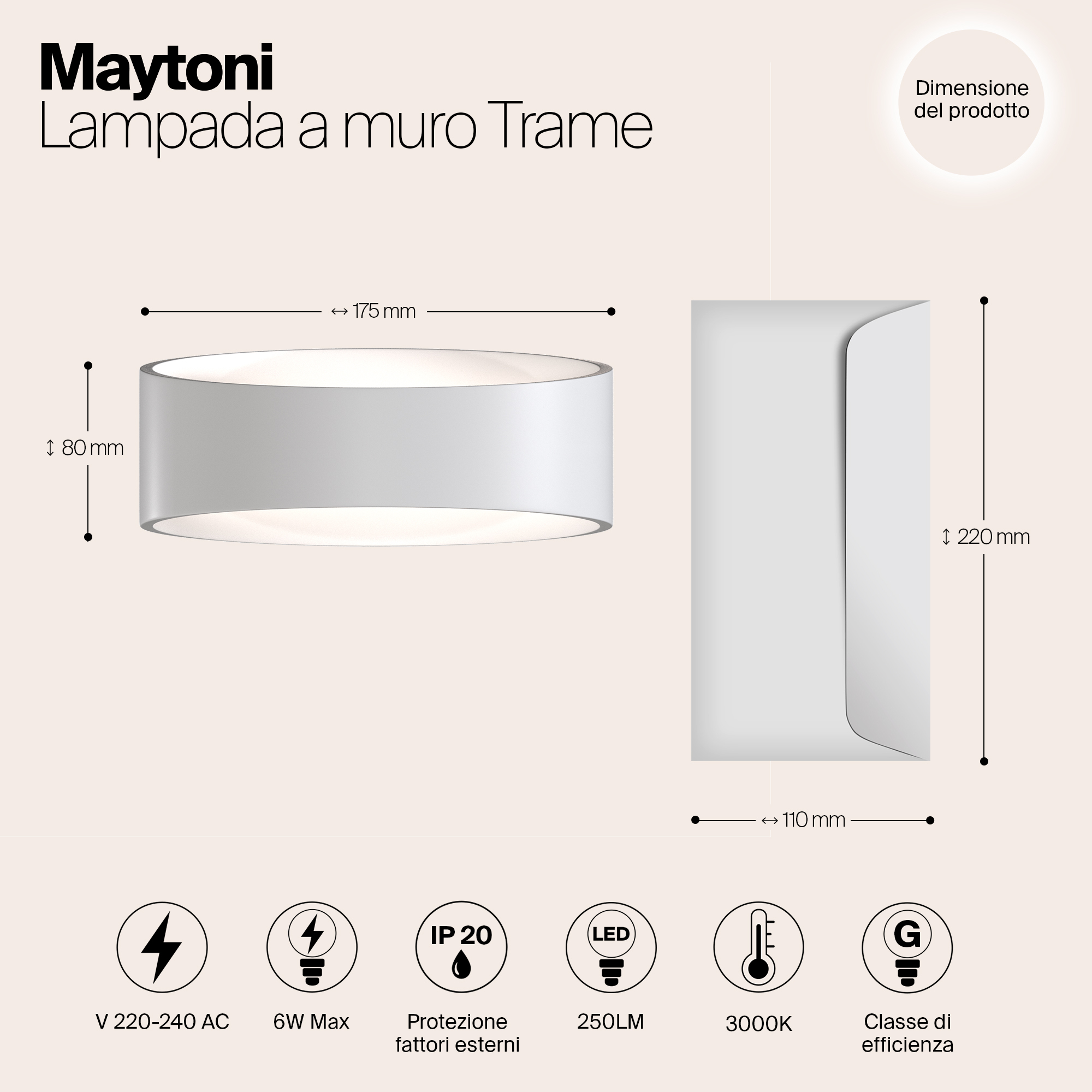 Картинка Настенный светодиодный светильник Maytoni Trame C806WL-L5W