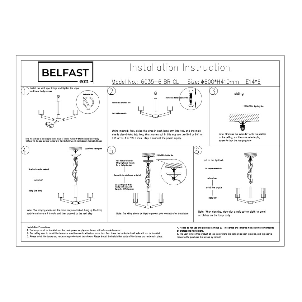 Картинка Подвесная люстра Belfast Malone 6035-6 BR CL