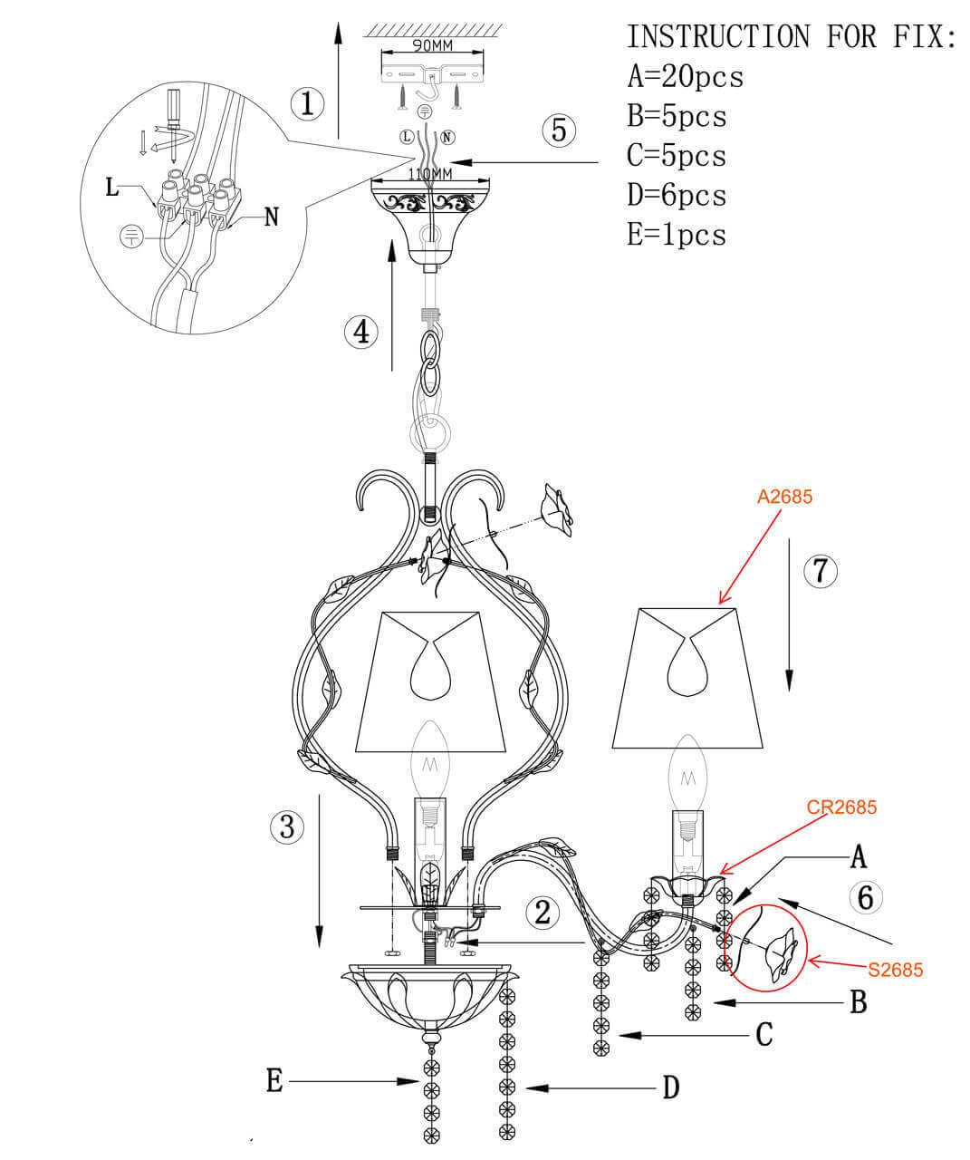 Картинка Подвесная люстра Odeon Light Padma 2685/6