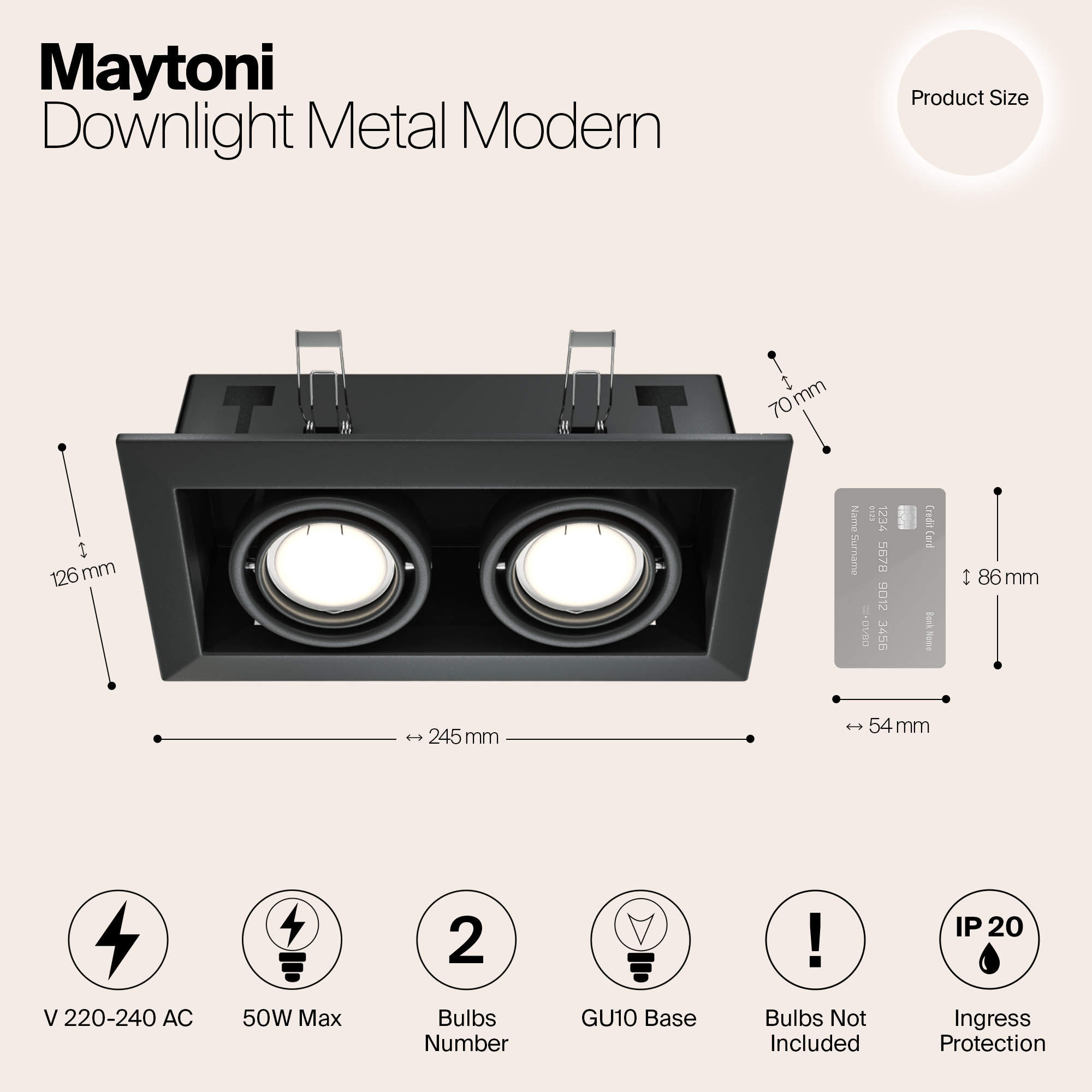 Картинка Встраиваемый светильник Maytoni Metal DL008-2-02-B