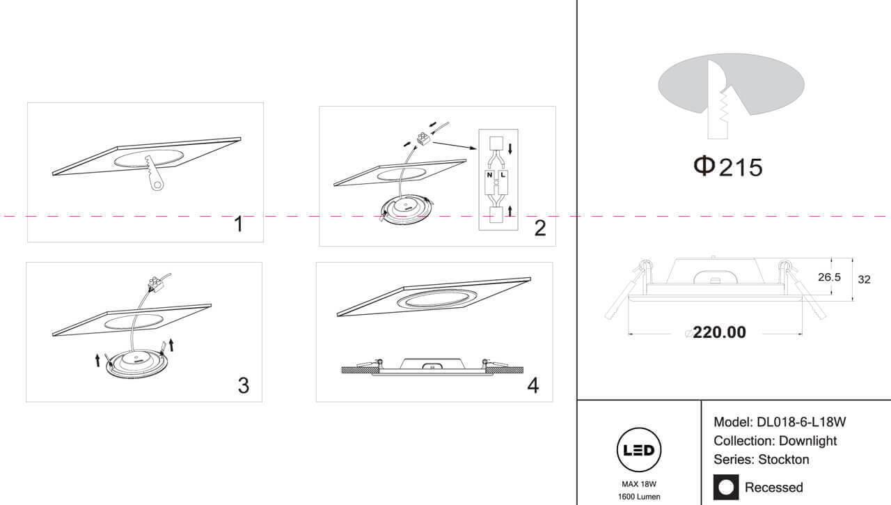 Картинка Встраиваемый светодиодный светильник Maytoni Stockton DL018-6-L18W