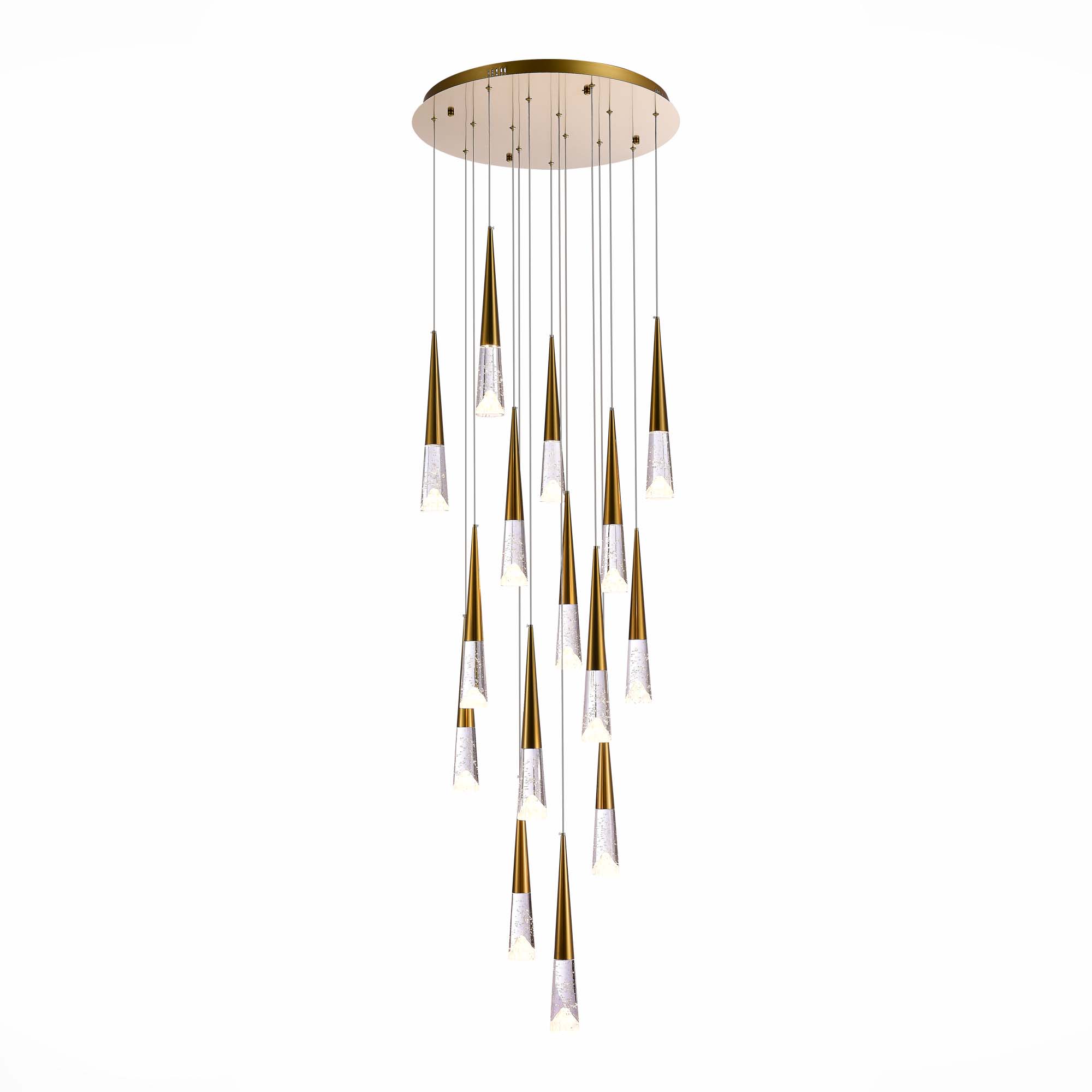 sl6111.203.15 люстра подвесная st-luce золотистый/прозрачный led 15*3w 3000k, доставка по Казахстану 