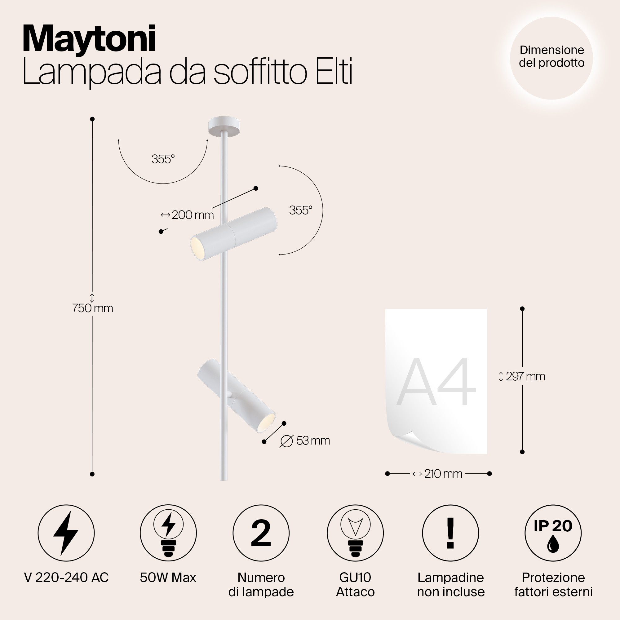Картинка Потолочный светильник Maytoni Elti C021CL-02W