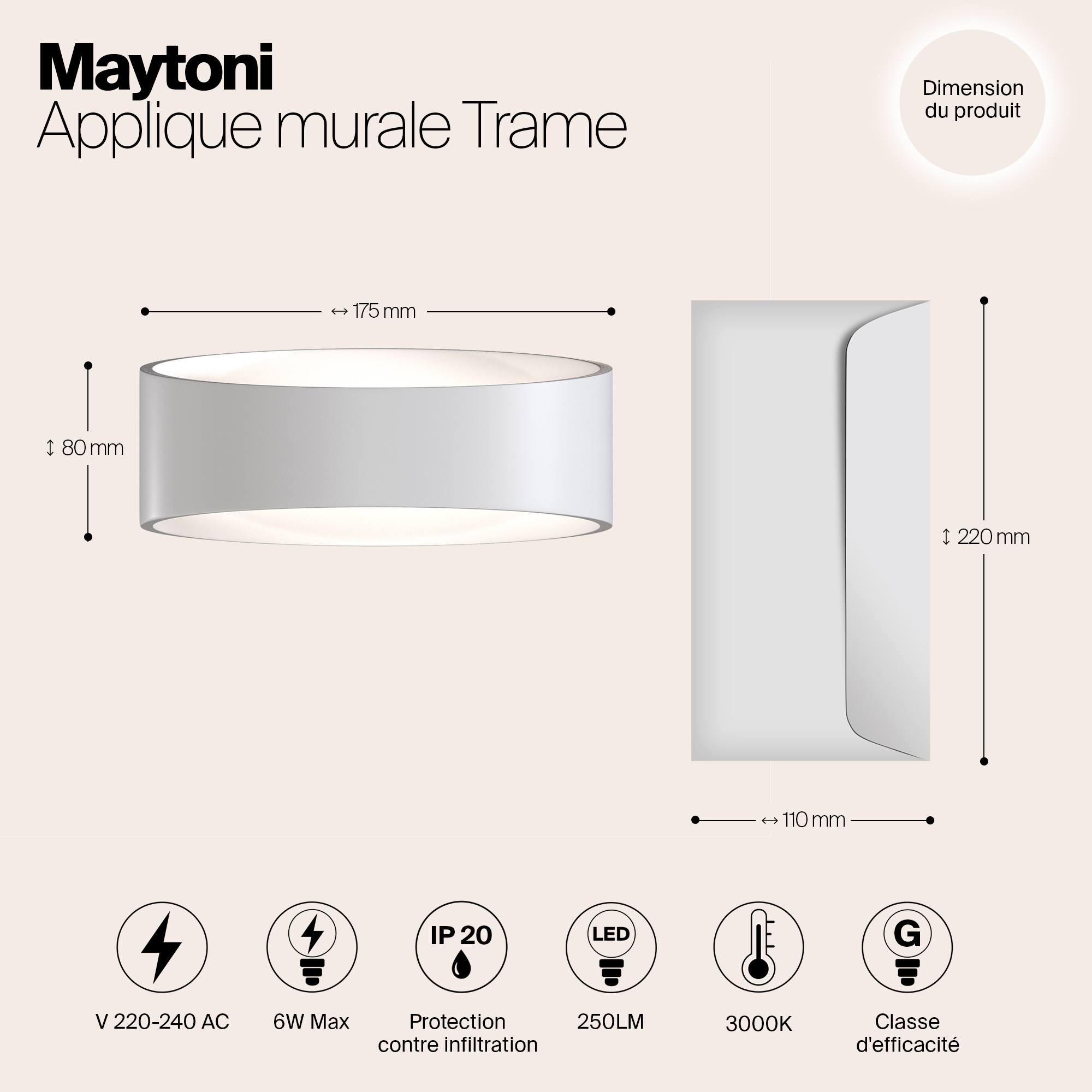 Картинка Настенный светодиодный светильник Maytoni Trame C806WL-L5W
